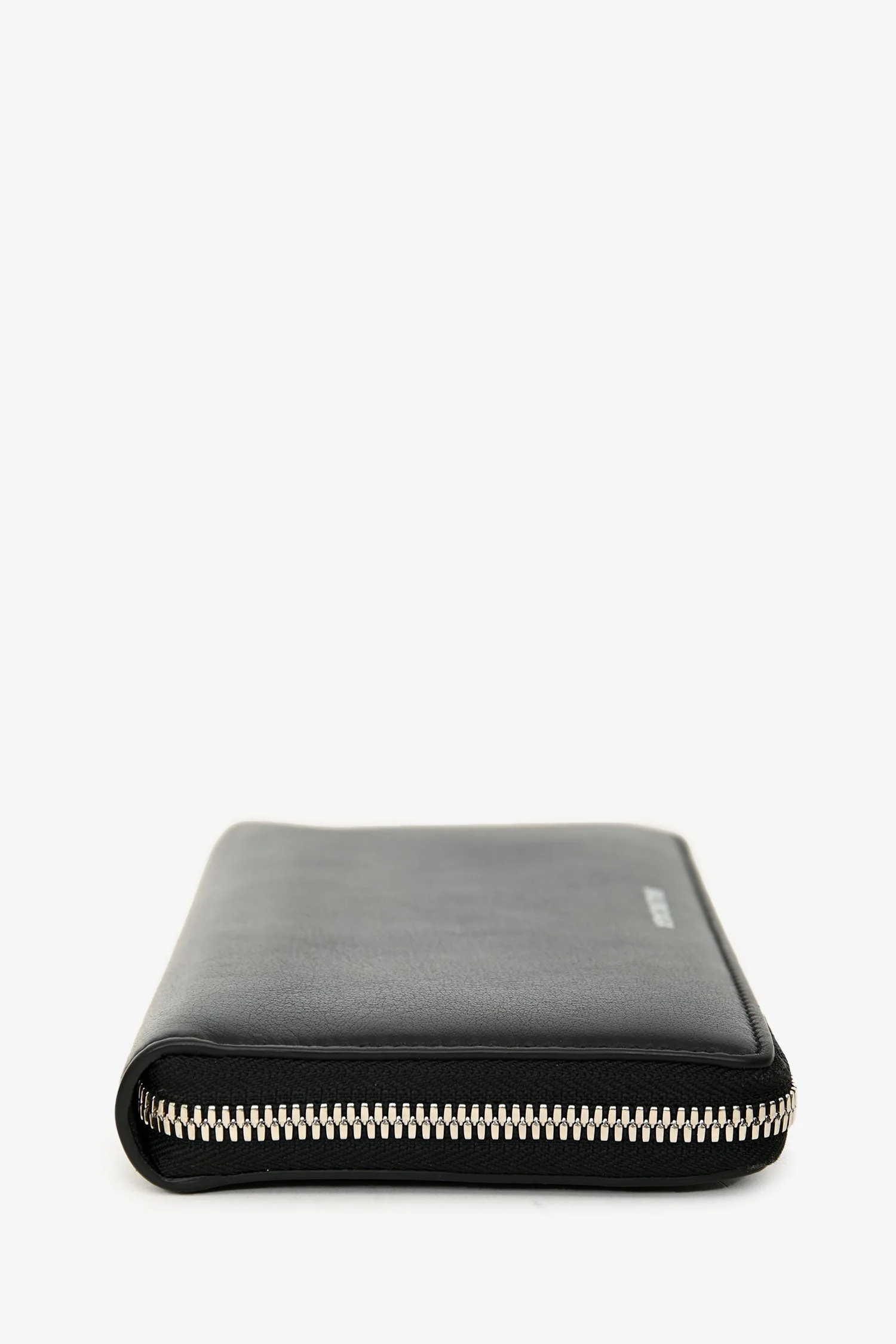 Balenciaga Black/White Logo Leather Zip Around Wallet - Image 3