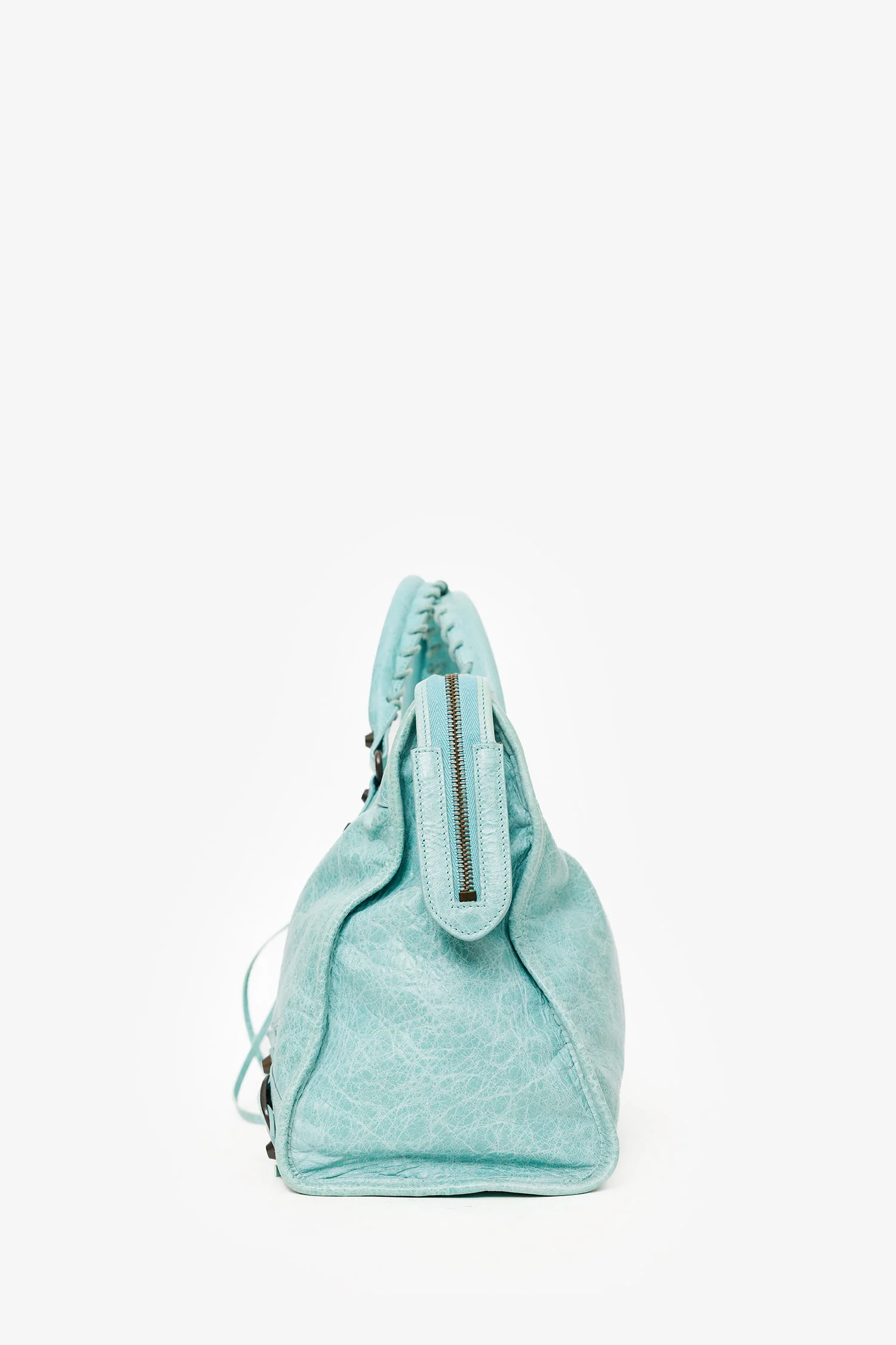 Balenciaga Blue Leather Medium City Bag With Strap - Image 4