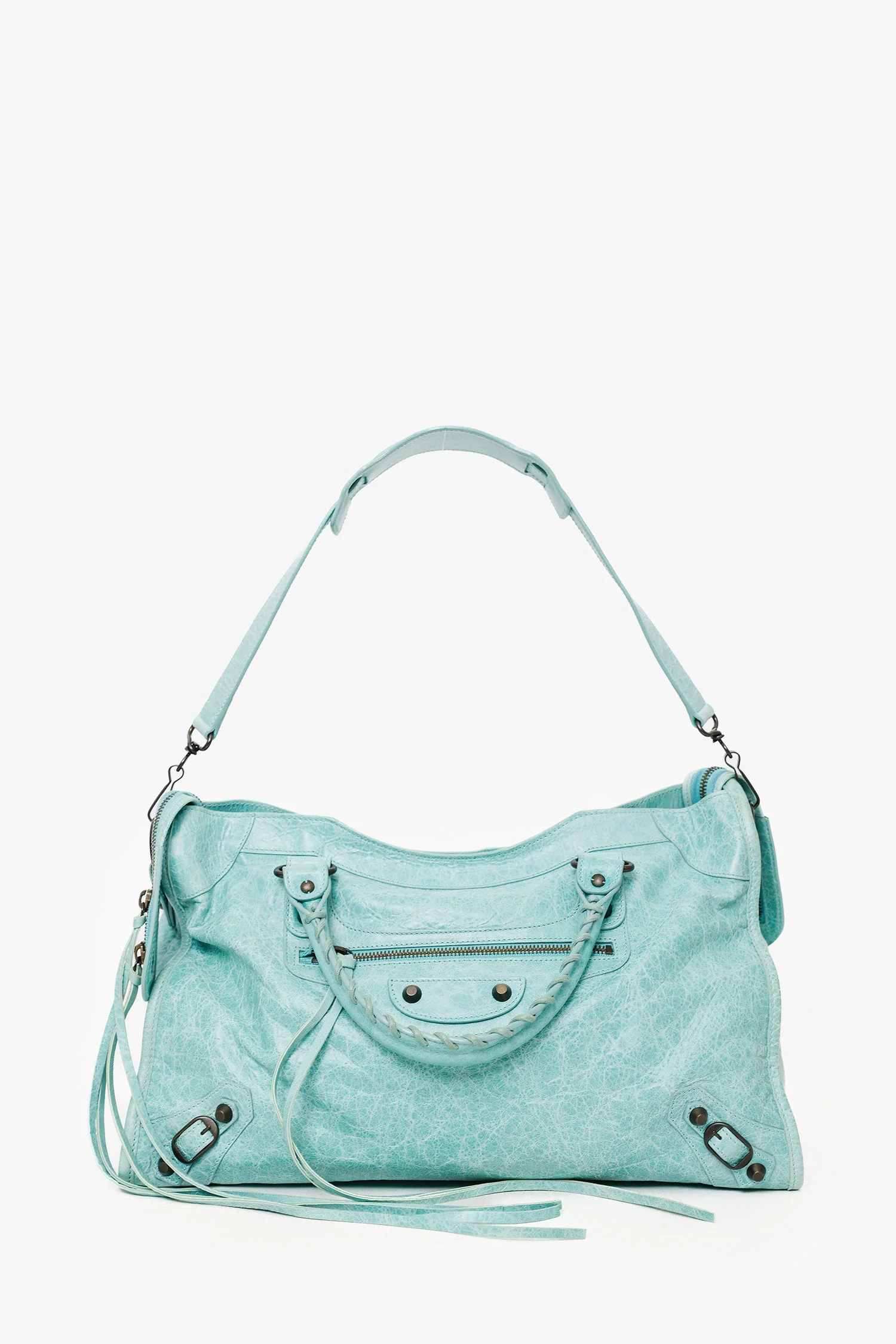 Balenciaga Blue Leather Medium City Bag With Strap - Image 5