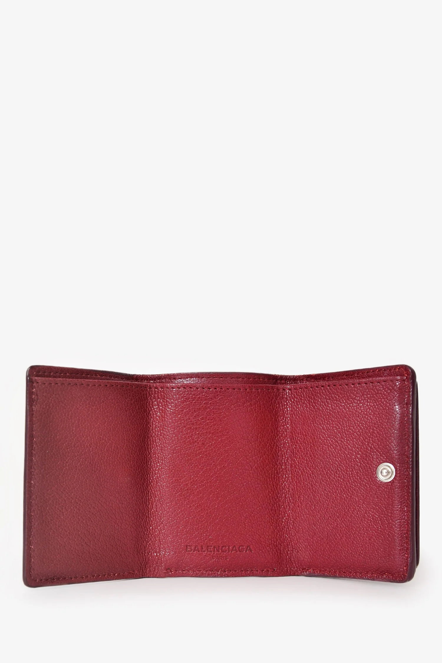 Balenciaga Bordeaux Leather Mini Tri Fold Neo Classic Leather City Wallet - Image 7