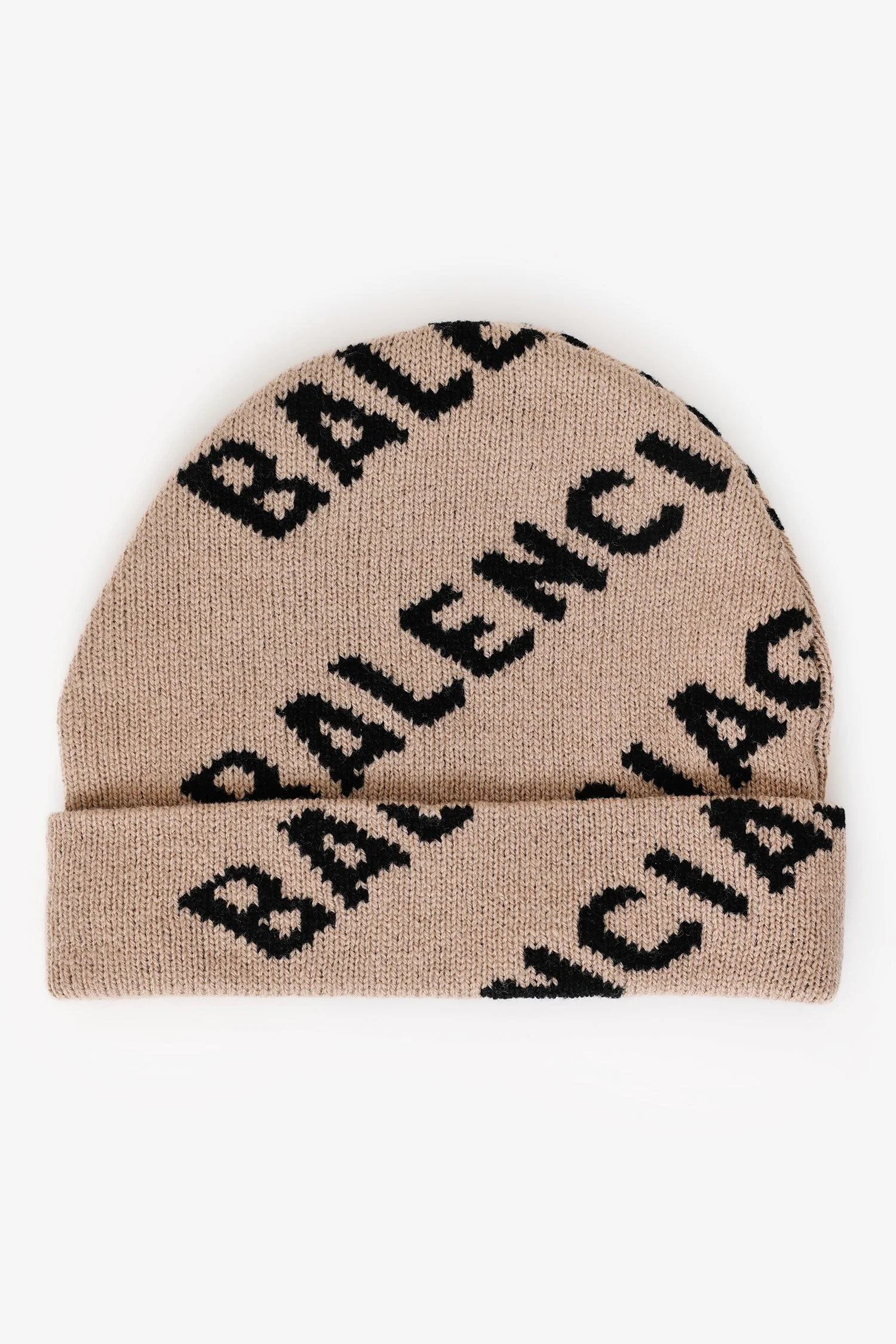Balenciaga Brown/Black Wool Allover Logo Knit Beanie - Image 2