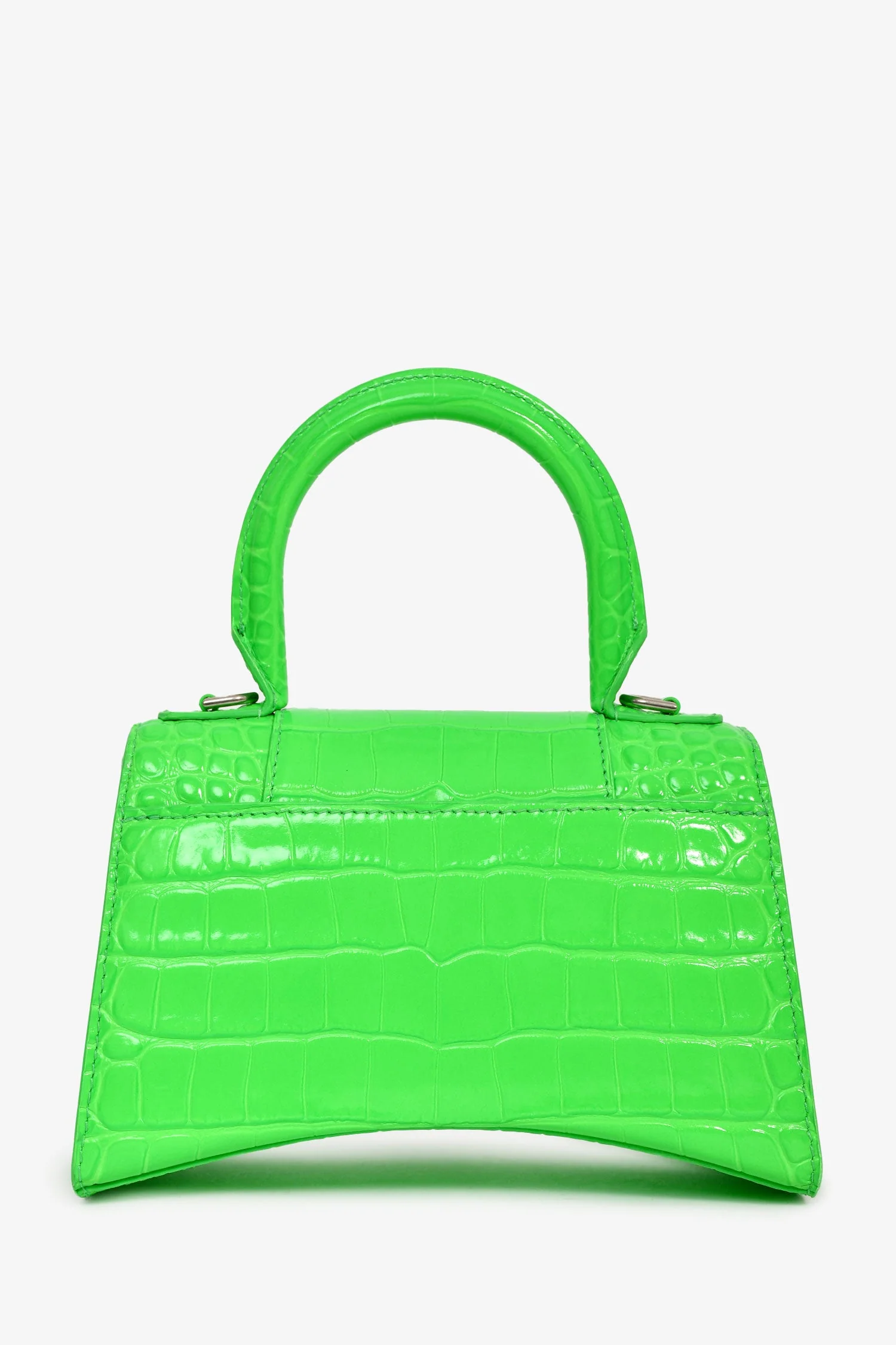Balenciaga Green Croc Embossed Embellished XS Hourglass Top Handle Bag With Strap - Image 2