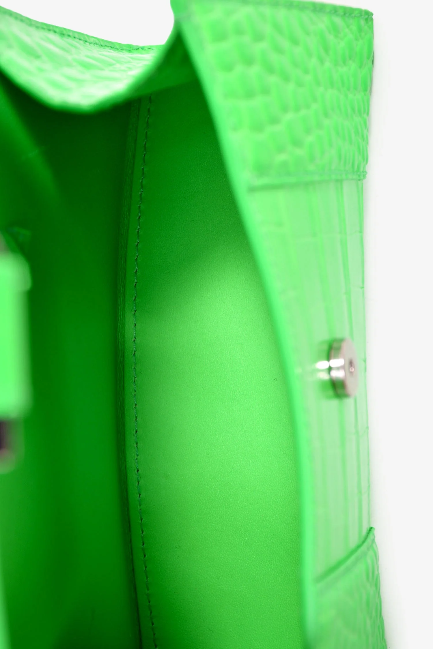 Balenciaga Green Croc Embossed Embellished XS Hourglass Top Handle Bag With Strap - Image 6