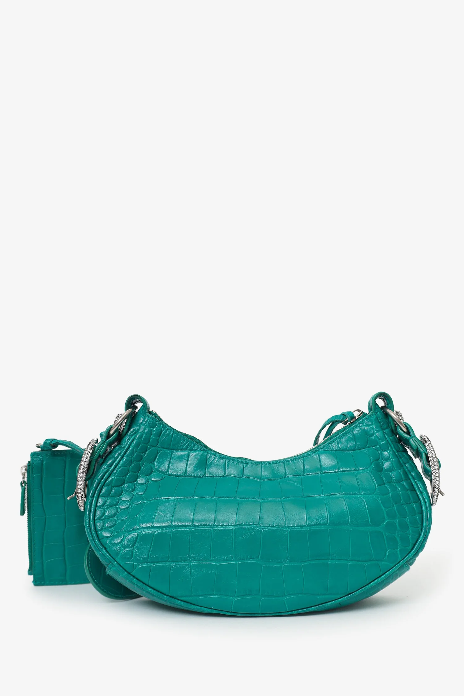 Balenciaga Green Leather Croc Embossed/Crystal 'Le Cagole' Handbag - Image 2