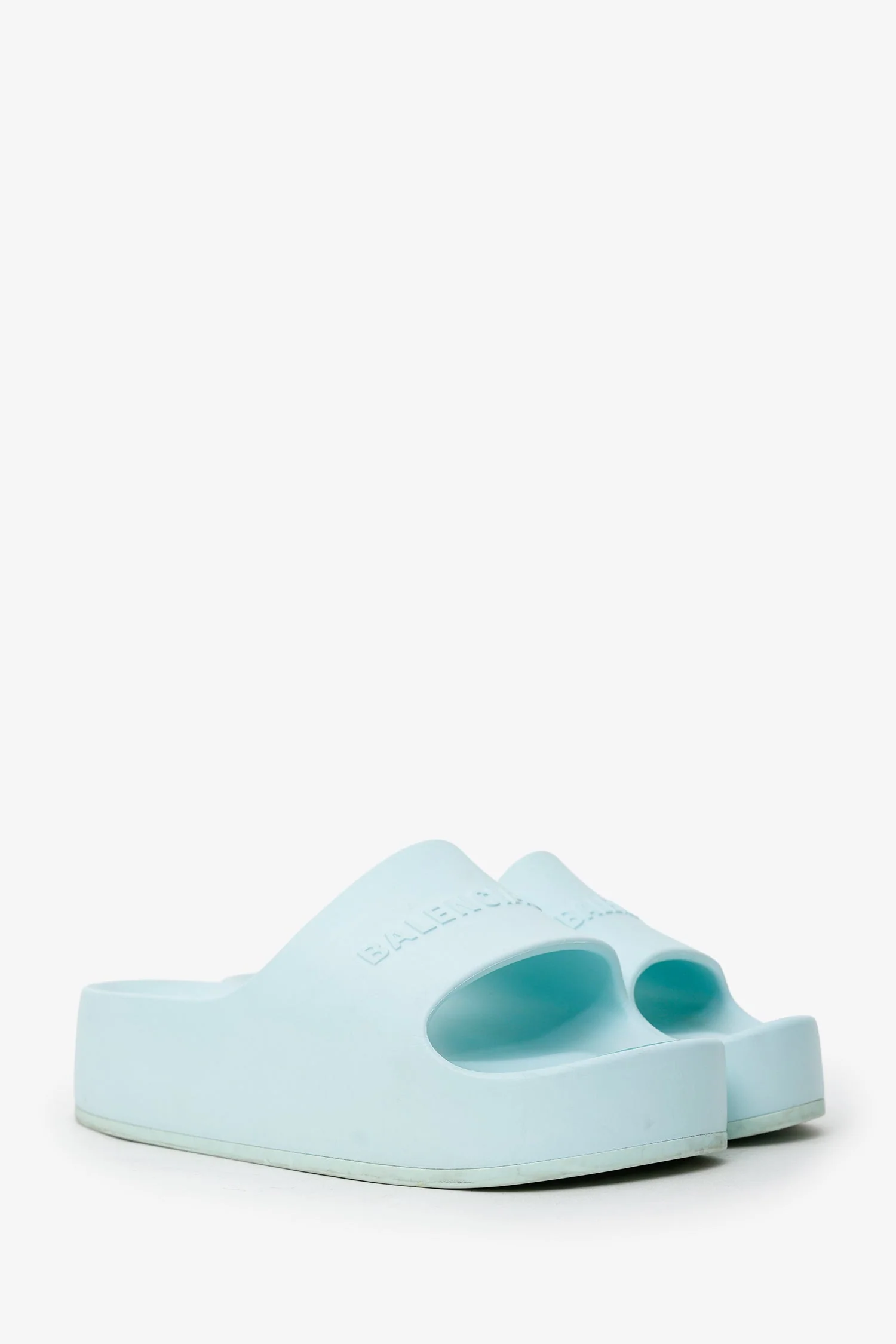 Balenciaga Mint Green Rubber Slides Sandals Size 8 - Image 2