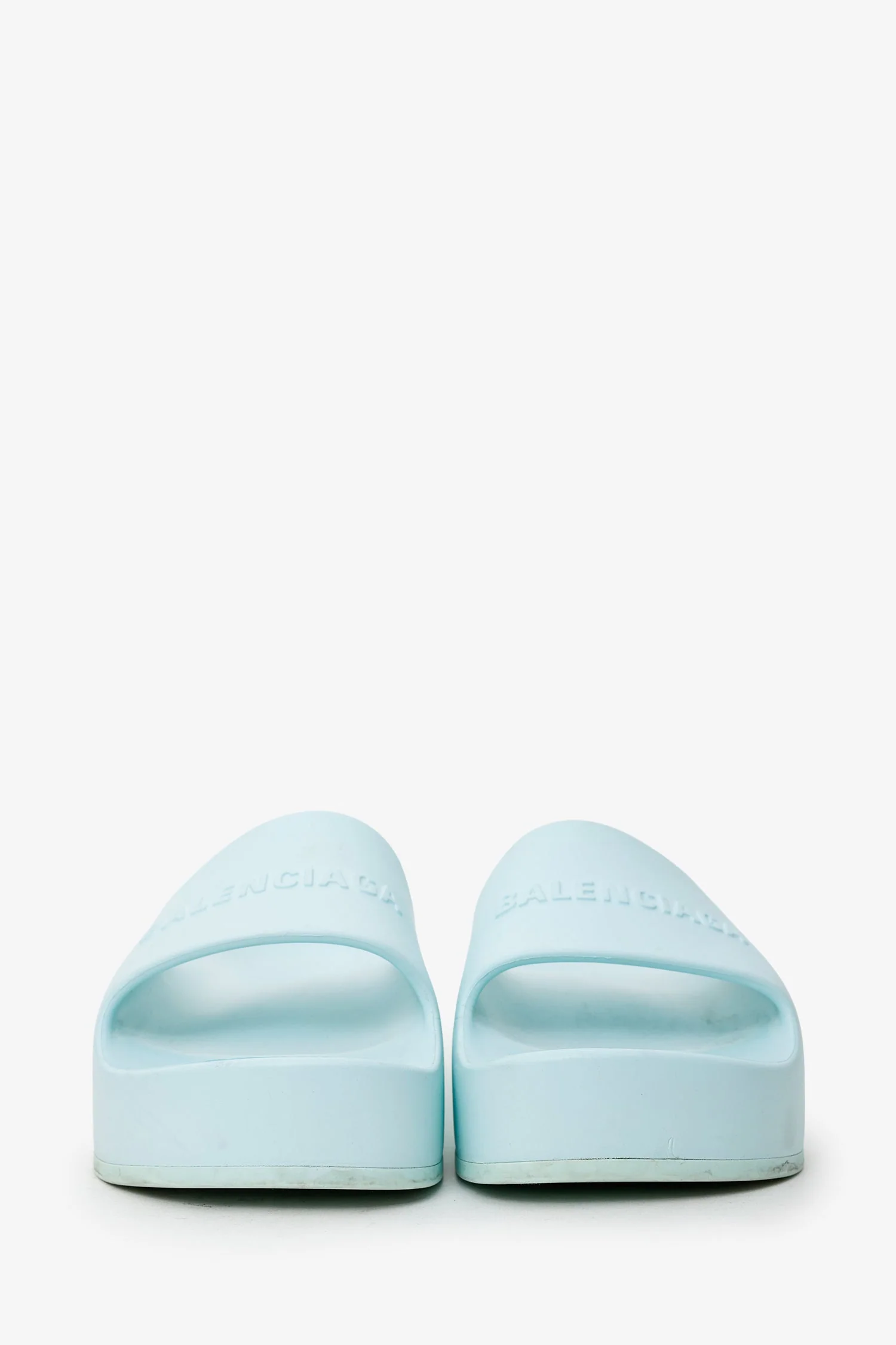 Balenciaga Mint Green Rubber Slides Sandals Size 8 - Image 3