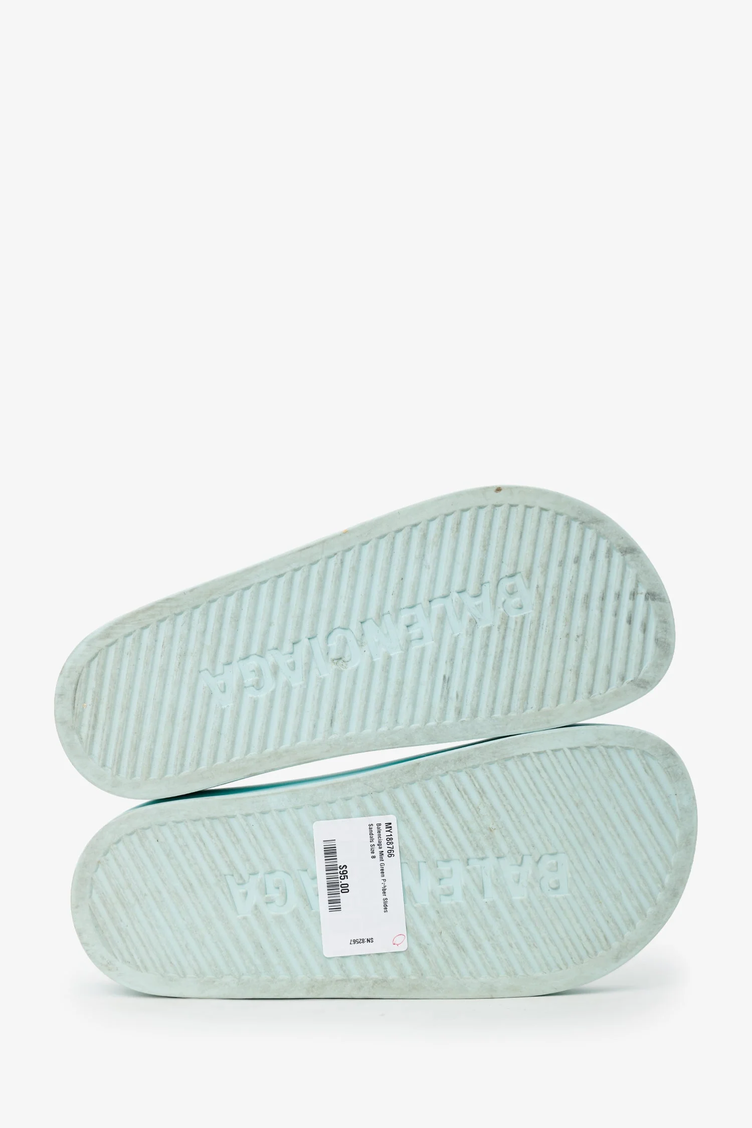 Balenciaga Mint Green Rubber Slides Sandals Size 8 - Image 6