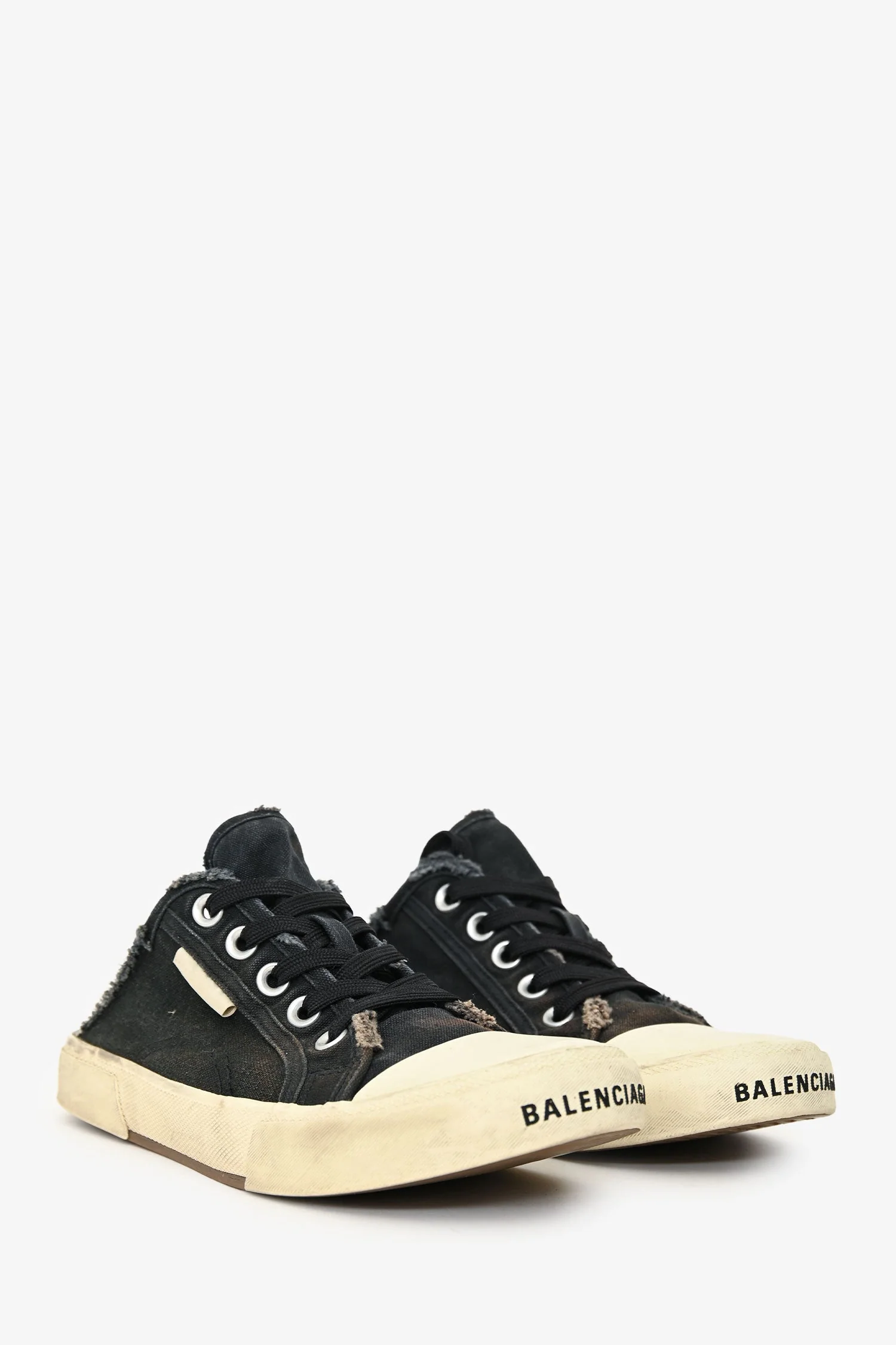 Balenciaga Navy/White Distressed Slip On Sneakers Size 38 - Image 2