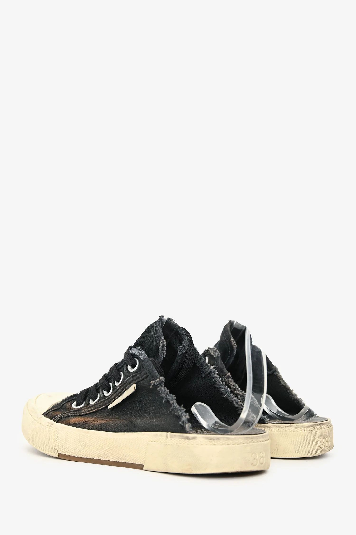Balenciaga Navy/White Distressed Slip On Sneakers Size 38 - Image 4