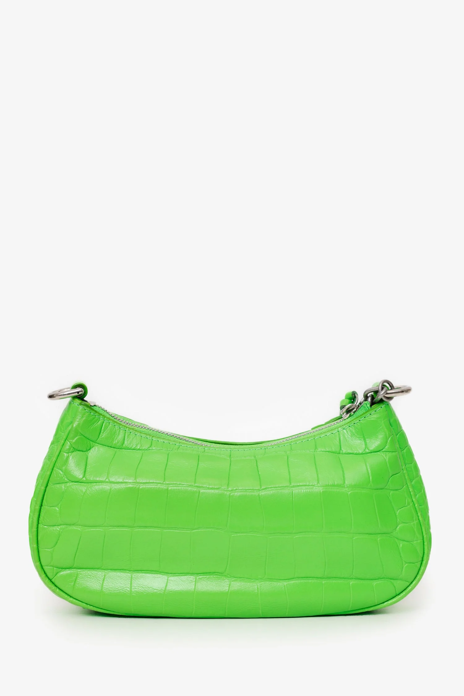 Balenciaga Neon Green Croc Embossed Leather Mini Le Cagole Crossbody Bag With Chain - Image 2