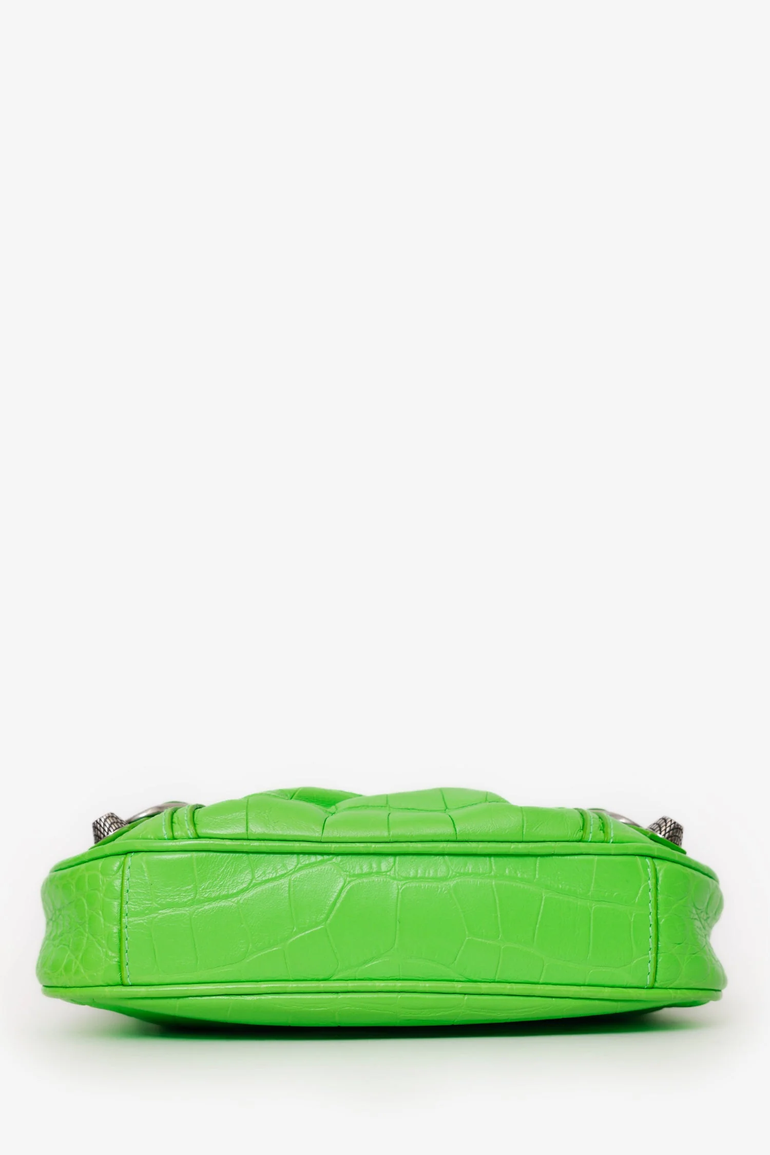 Balenciaga Neon Green Croc Embossed Leather Mini Le Cagole Crossbody Bag With Chain - Image 5