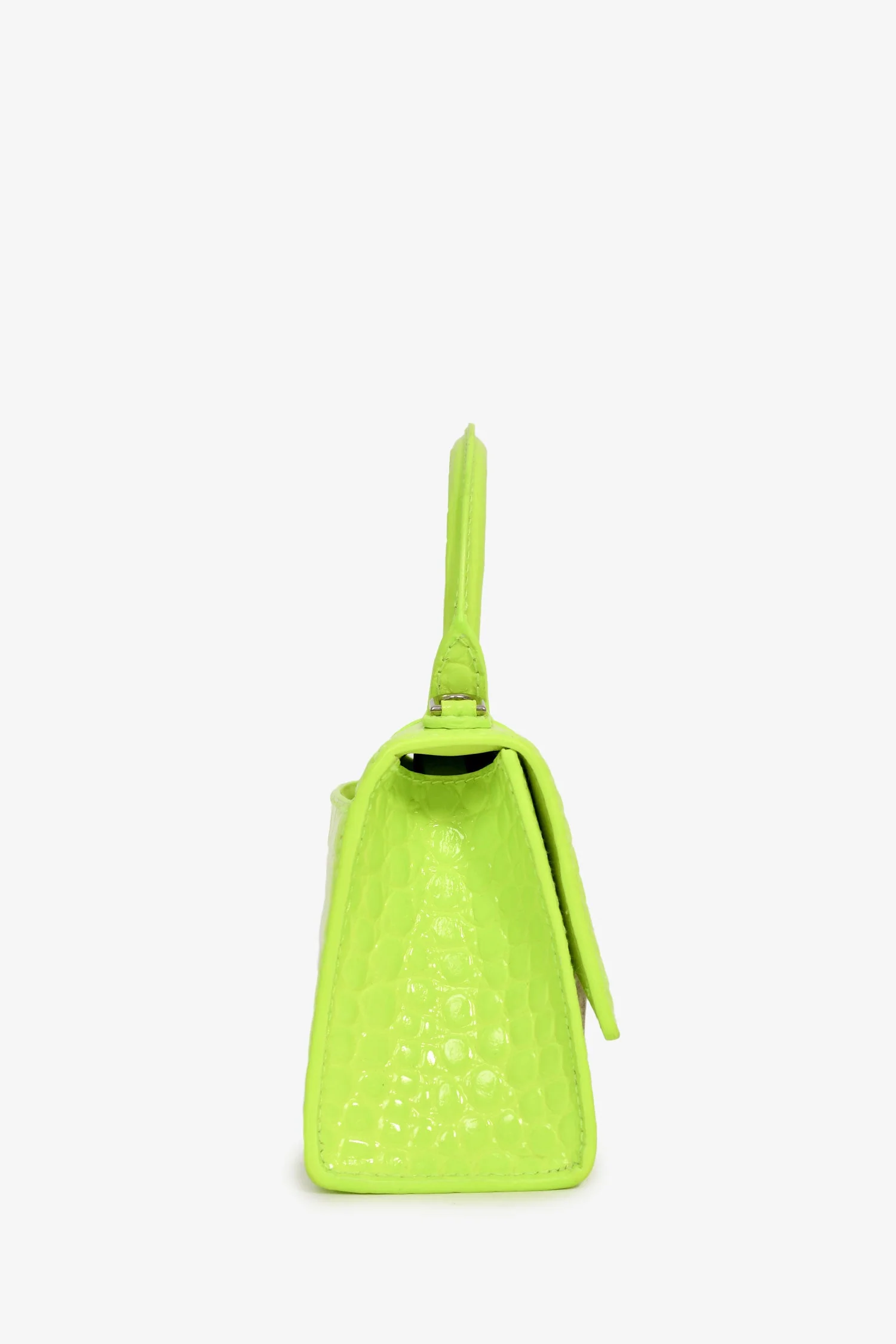 Balenciaga Neon Yellow  Croc Embossed XS Hourglass Top Handle Bag - Image 3