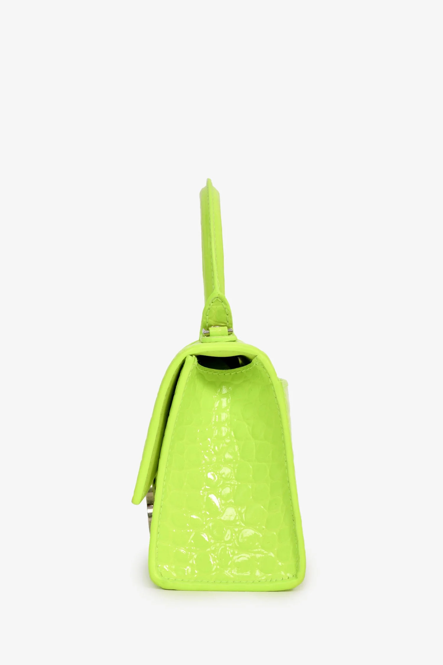 Balenciaga Neon Yellow  Croc Embossed XS Hourglass Top Handle Bag - Image 4