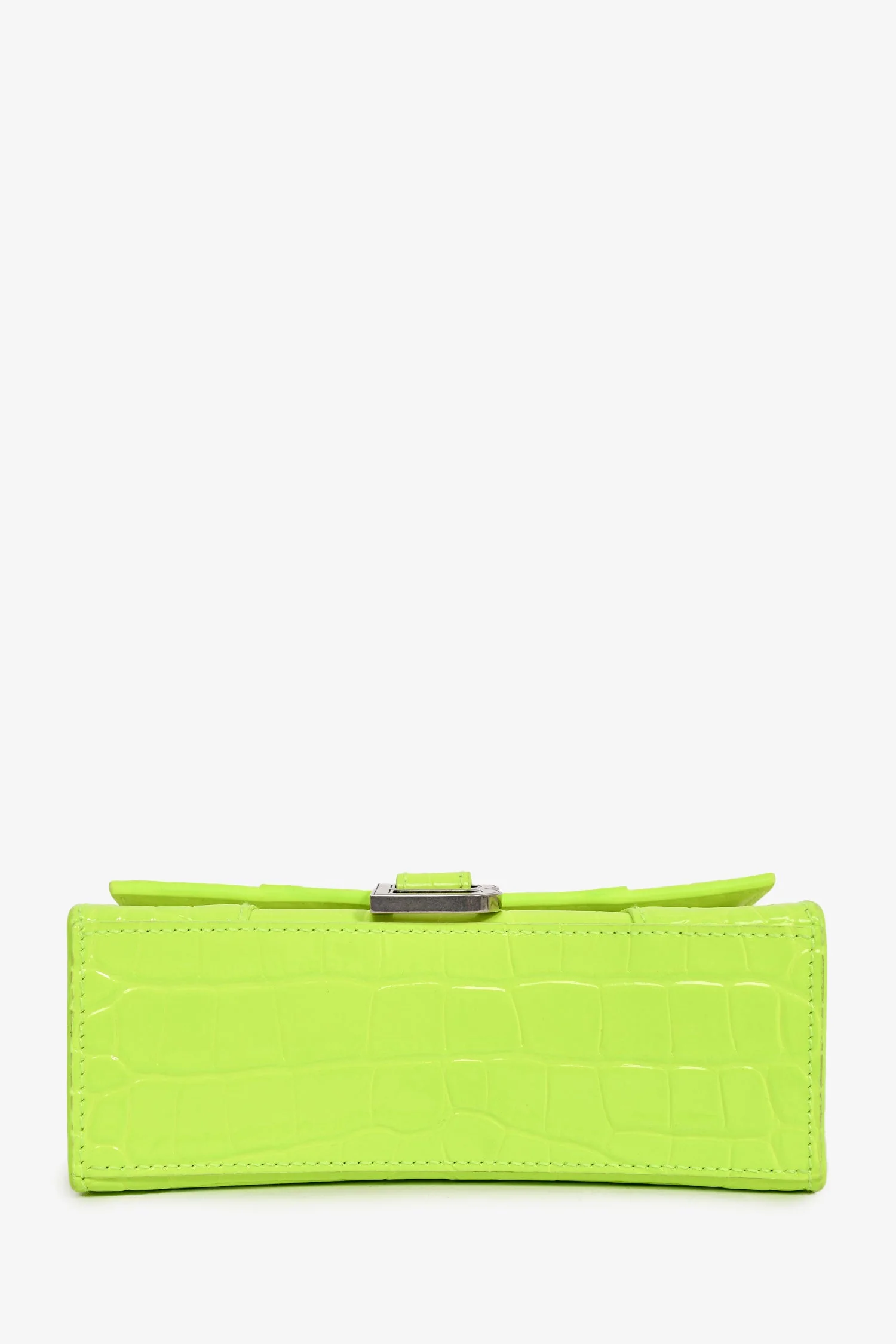 Balenciaga Neon Yellow  Croc Embossed XS Hourglass Top Handle Bag - Image 5