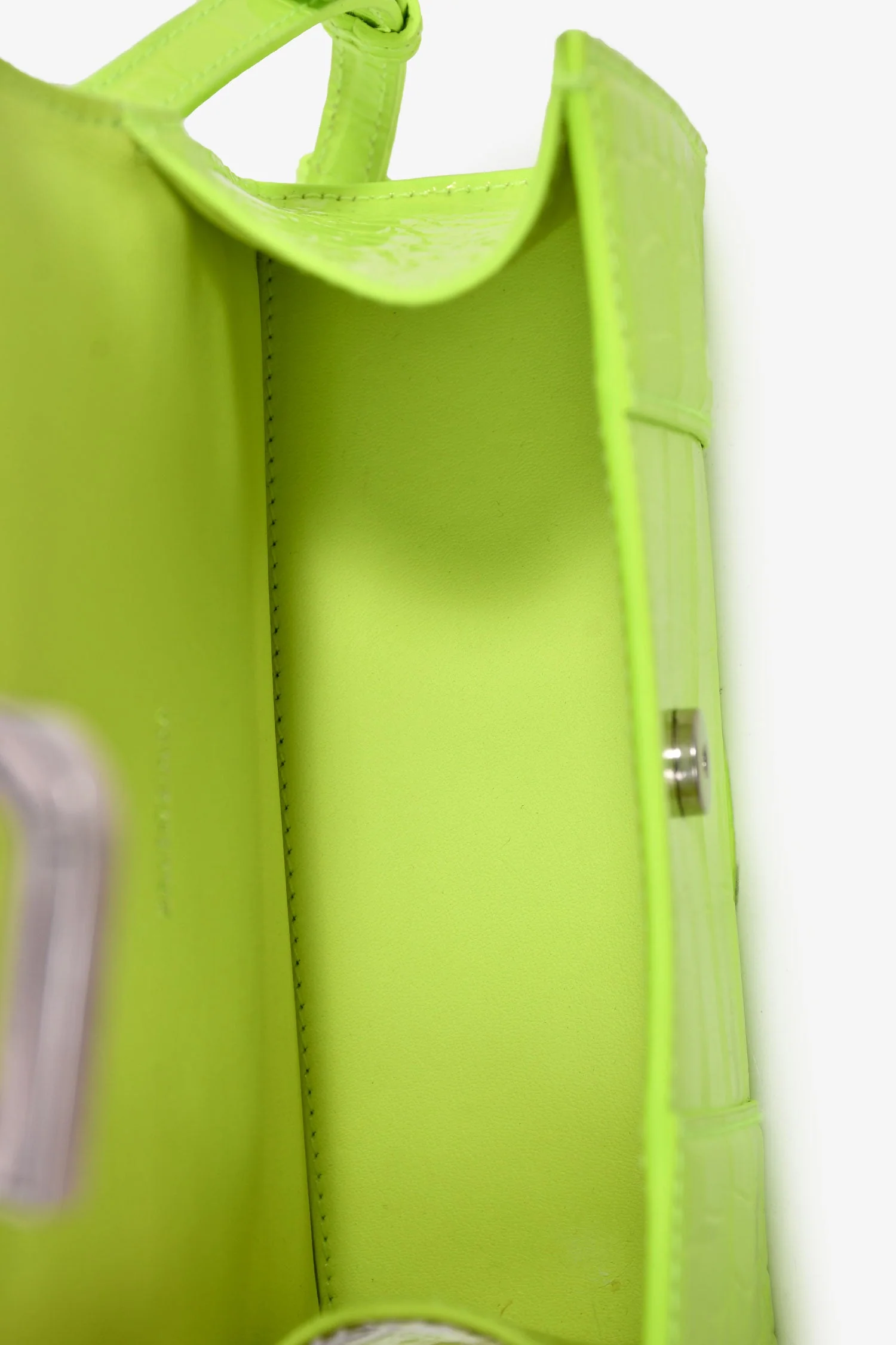 Balenciaga Neon Yellow  Croc Embossed XS Hourglass Top Handle Bag - Image 6