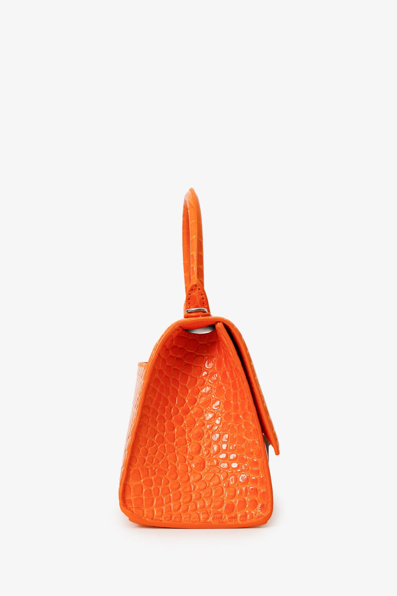 Balenciaga Orange Croc Embossed Small Hourglass Top Handle Bag With Strap - Image 2