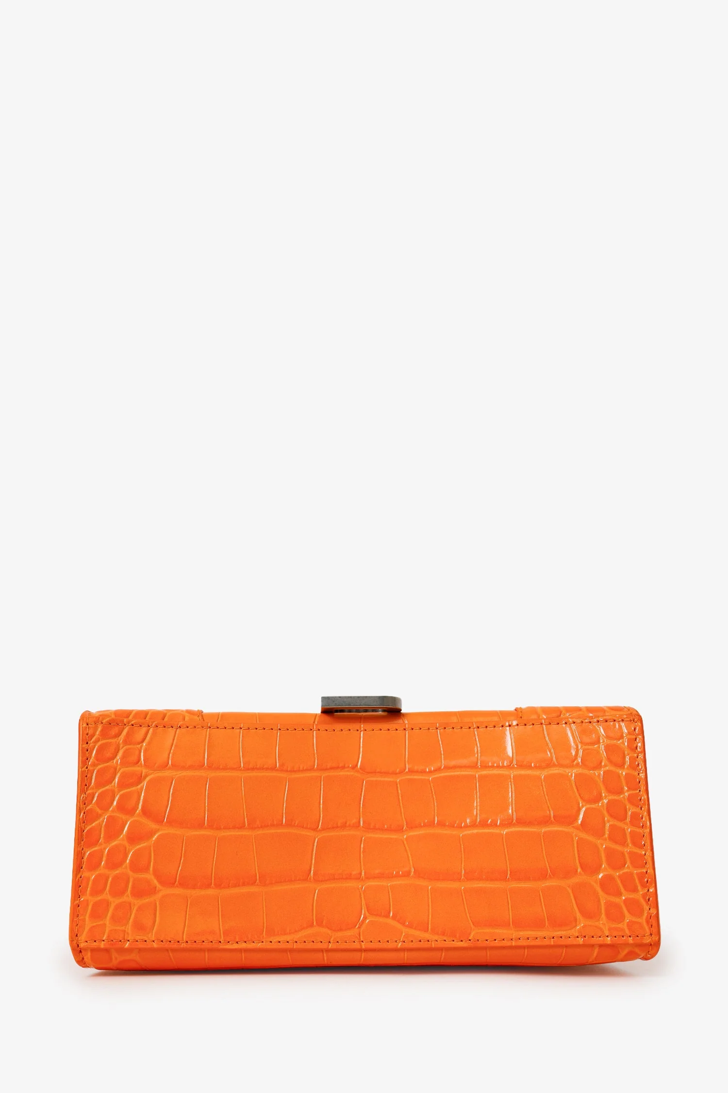 Balenciaga Orange Croc Embossed Small Hourglass Top Handle Bag With Strap - Image 5