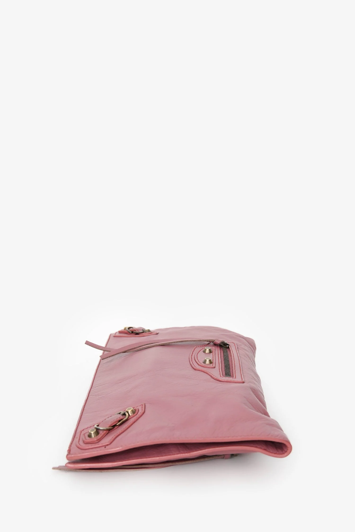 Balenciaga Pink Leather Envelope Clutch - Image 3