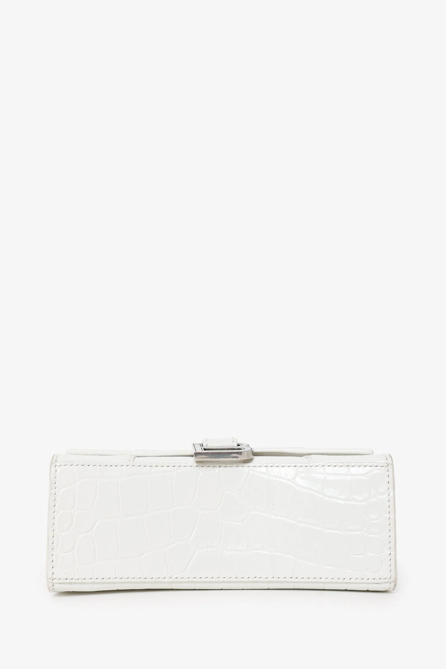 Balenciaga White Croc Embossed XS Hourglass Top Handle Bag With Strap - Image 5