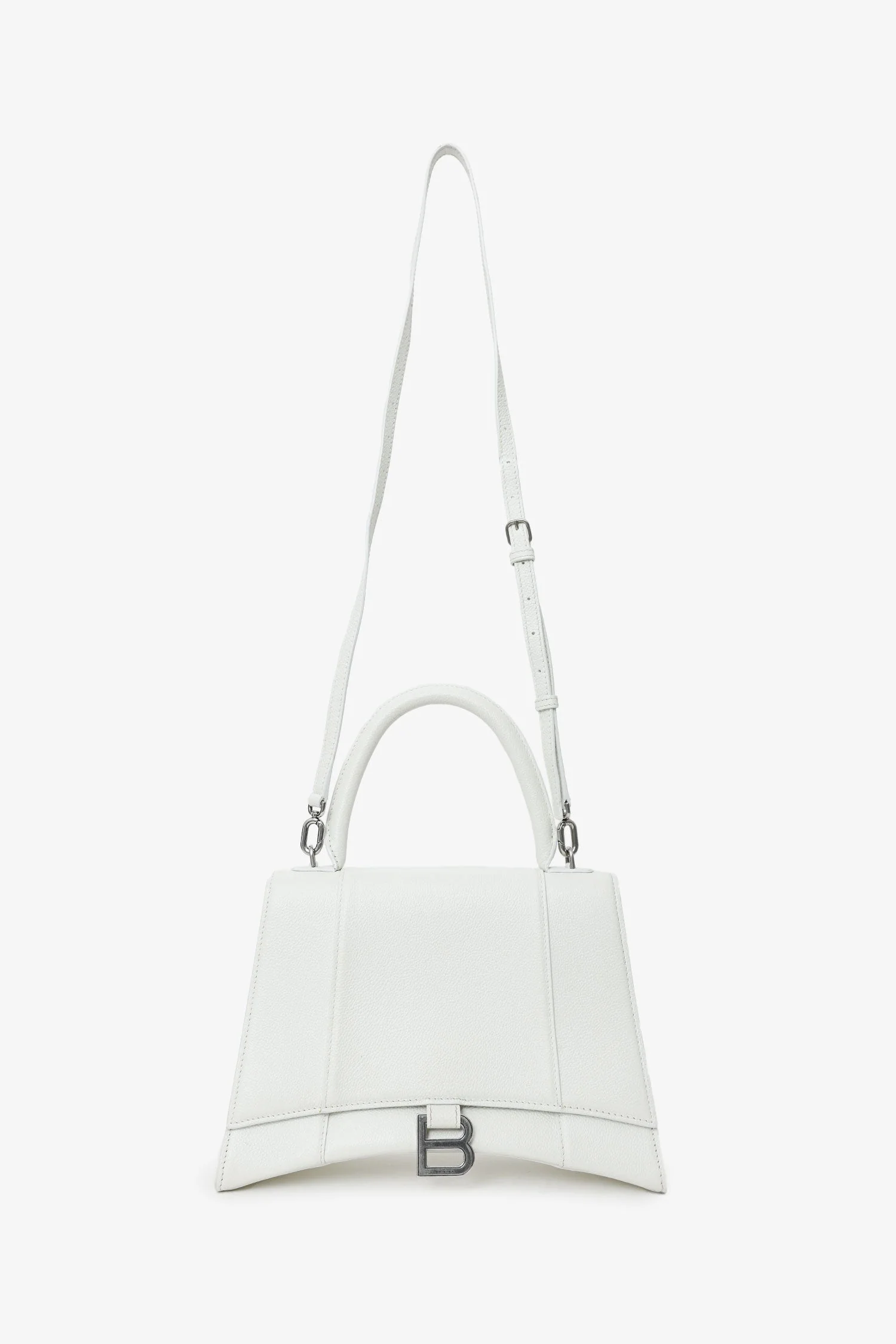 Balenciaga White Grained Leather Small Hourglass Bag With Strap - Image 7