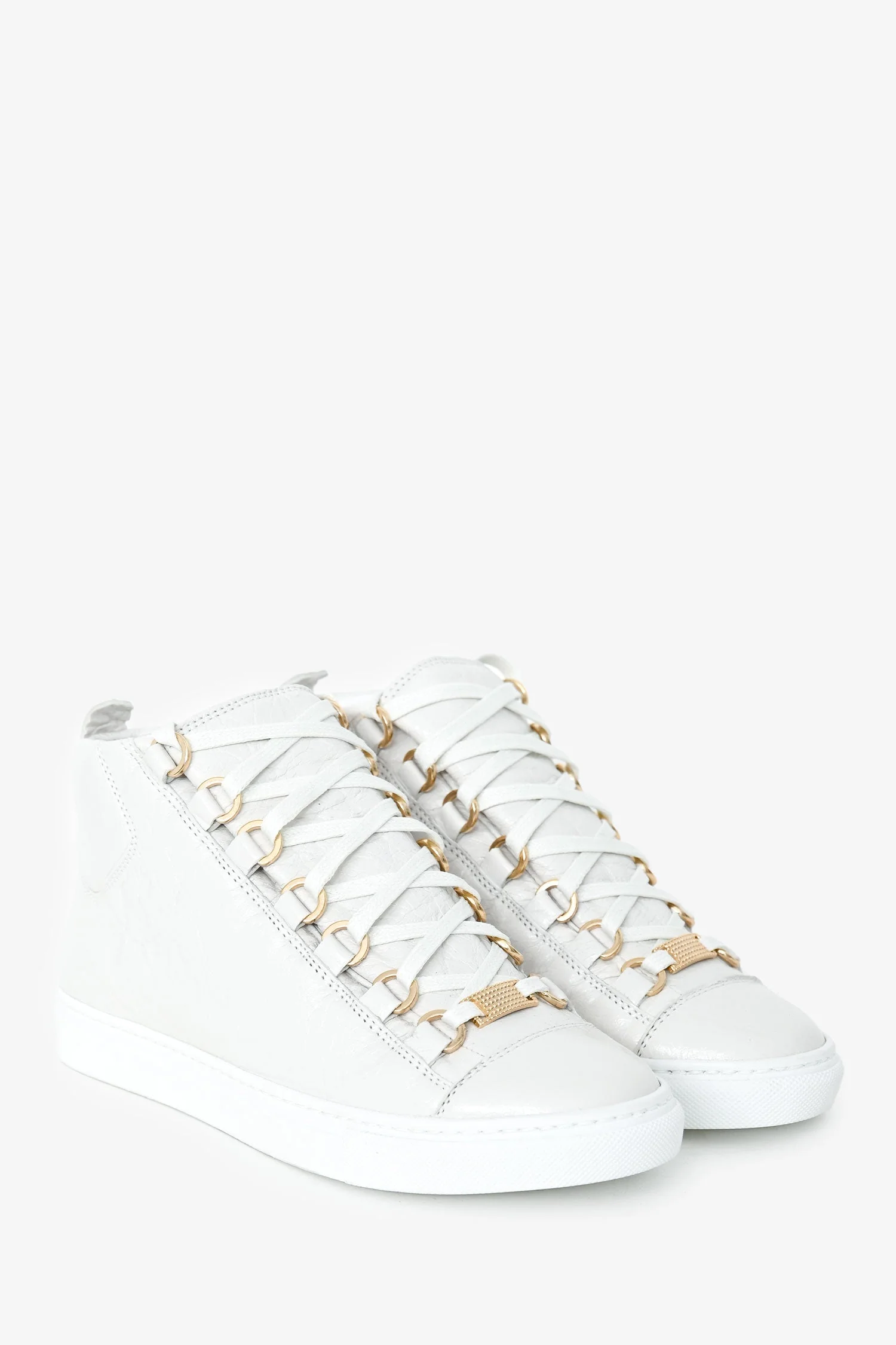 Balenciaga White Leather High Top Sneakers Size 35 - Image 2