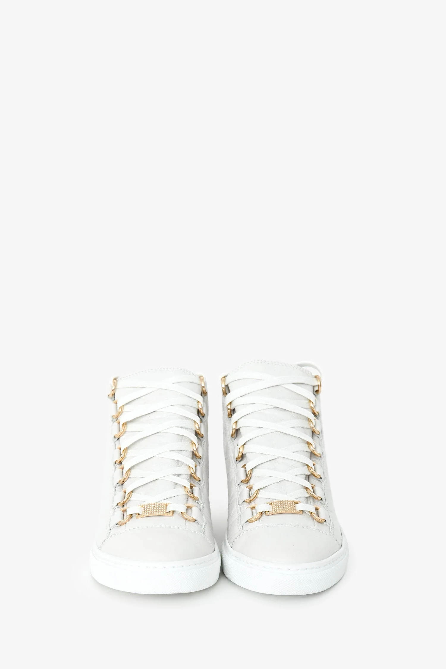 Balenciaga White Leather High Top Sneakers Size 35 - Image 3