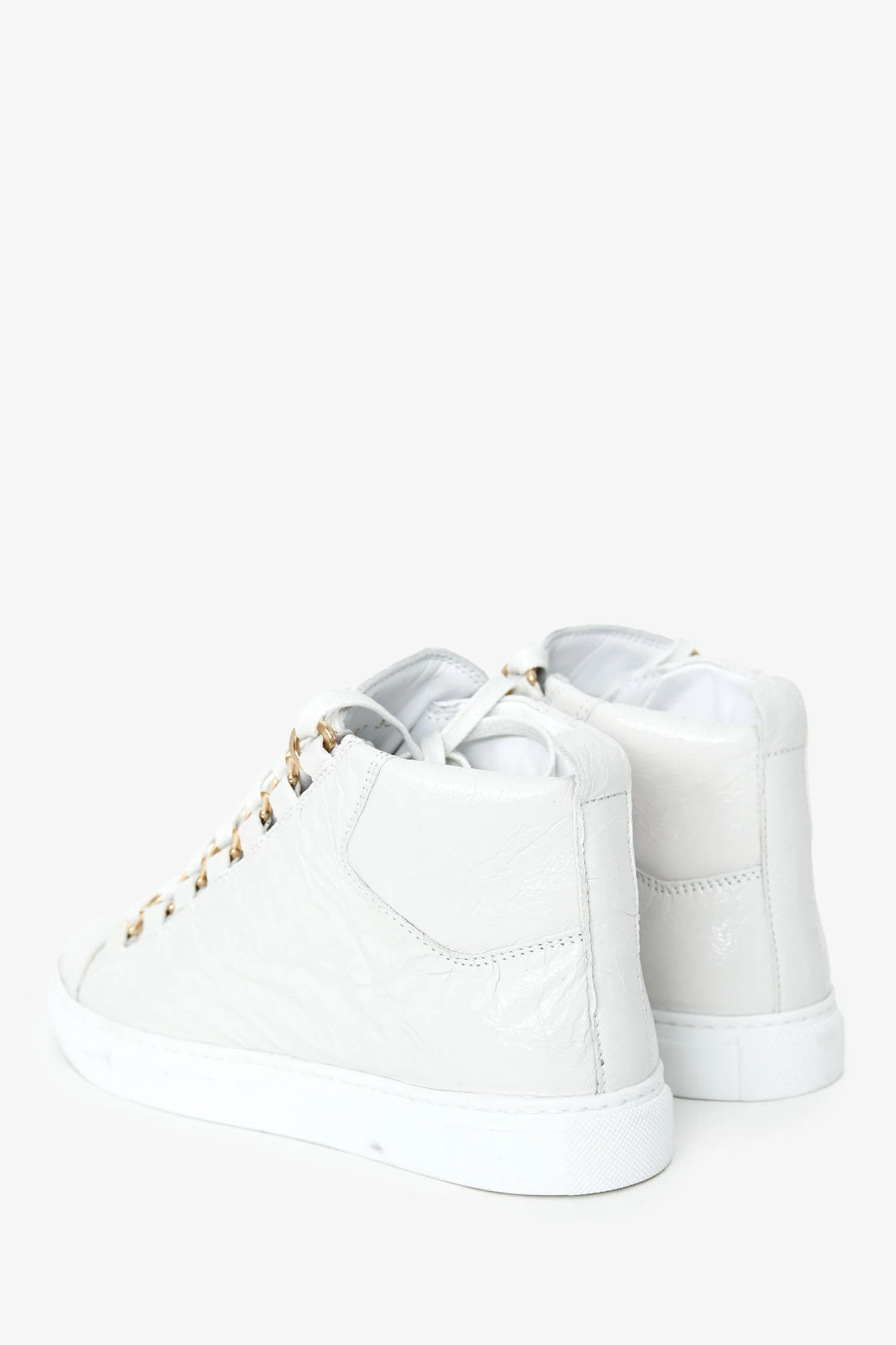 Balenciaga White Leather High Top Sneakers Size 35 - Image 4