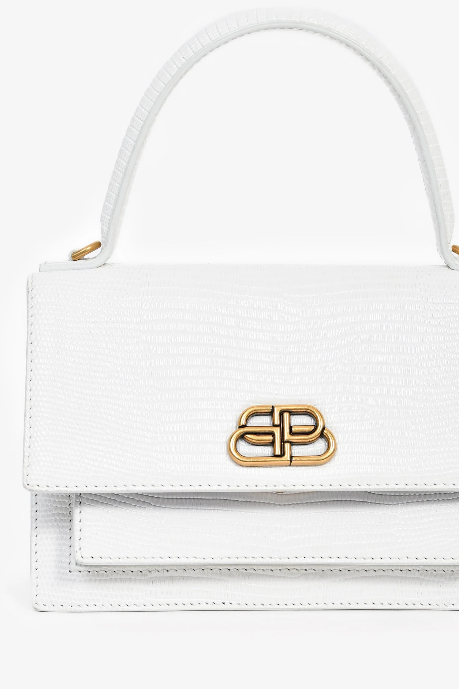 Balenciaga White Lizard Embossed Sharp XS Top Handle - Image 9