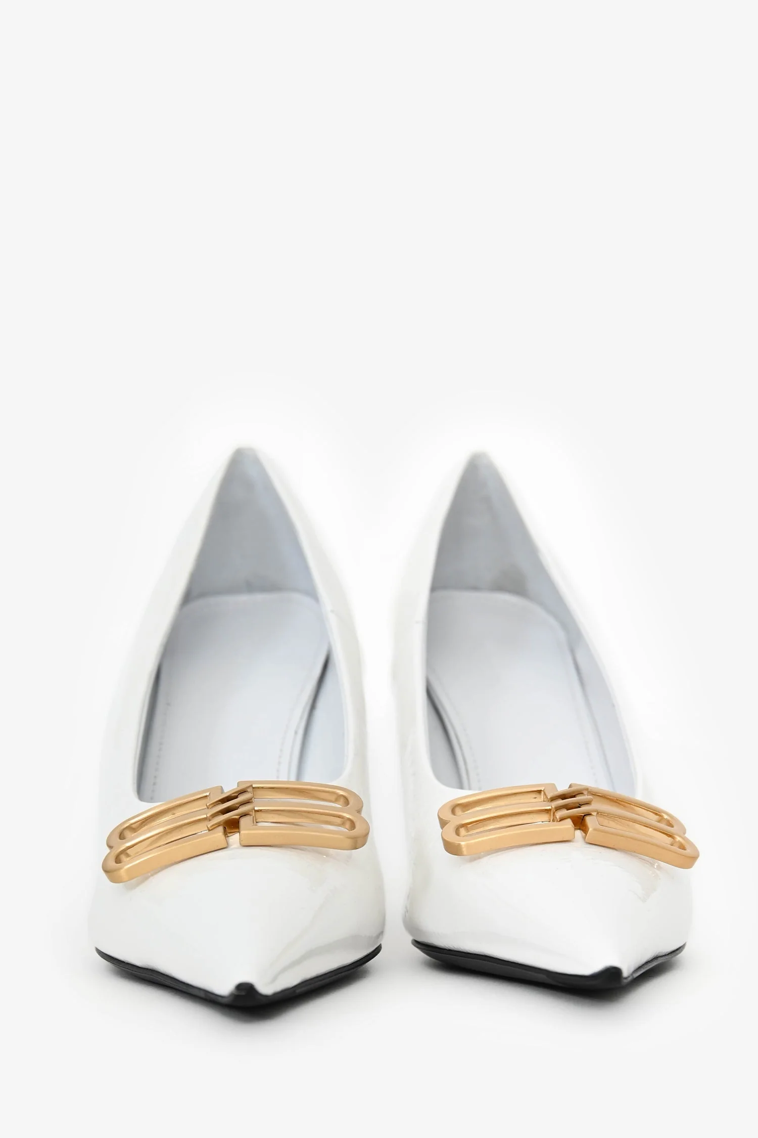 Balenciaga White Patent Leather BB Knife Heels Size 36 - Image 3