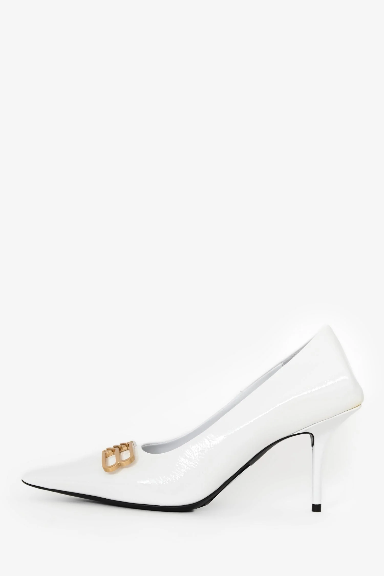 Balenciaga White Patent Leather BB Knife Heels Size 36 - Image 4
