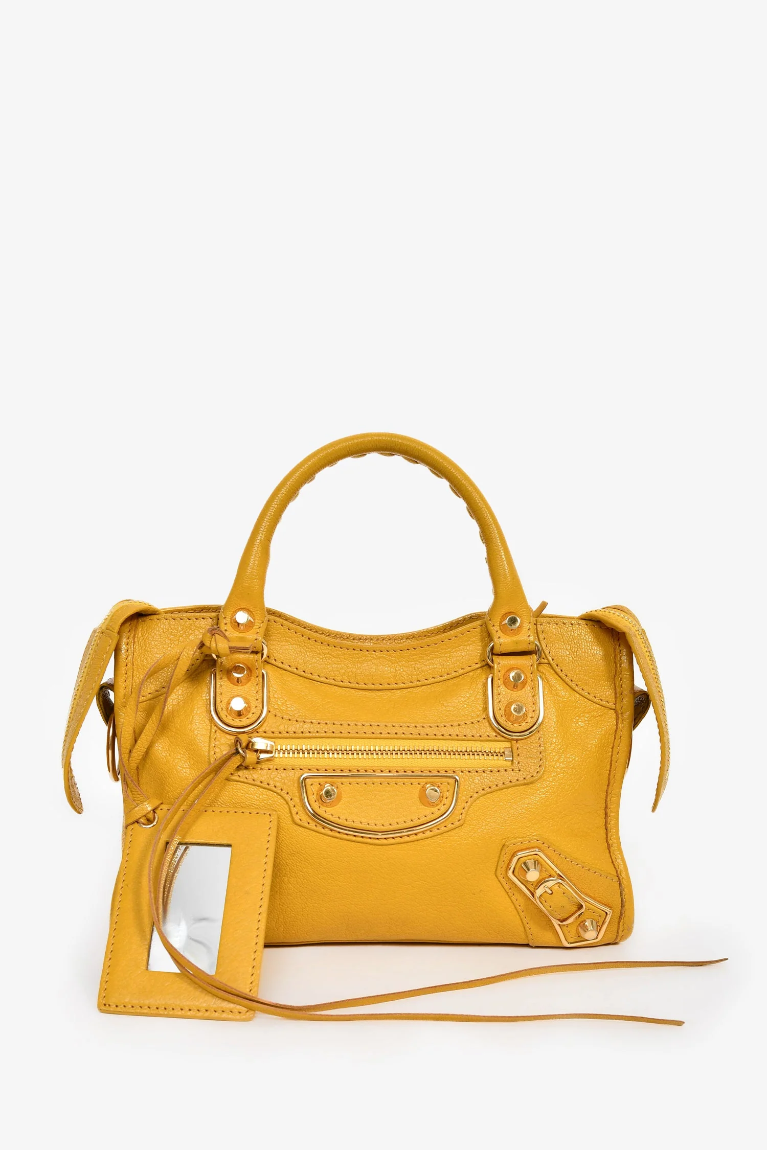 Balenciaga Yellow Leather 'Le City Bag' Mini Top Handle Bag - Image 2