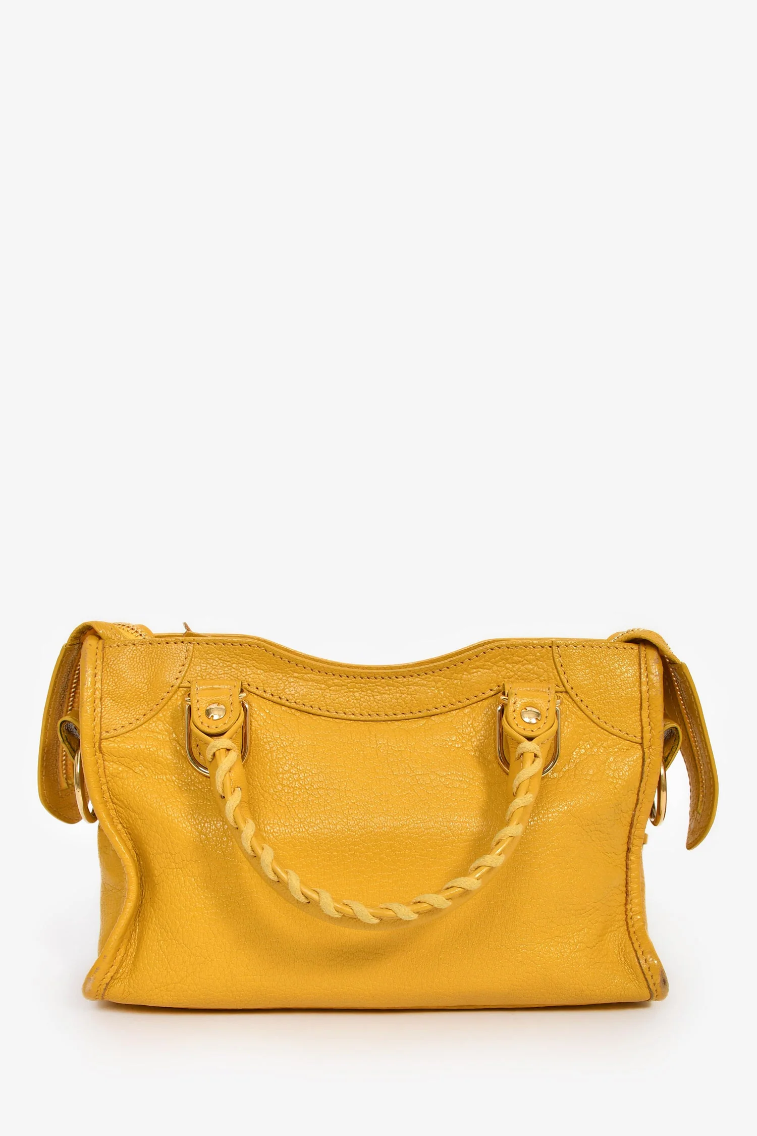 Balenciaga Yellow Leather 'Le City Bag' Mini Top Handle Bag - Image 3