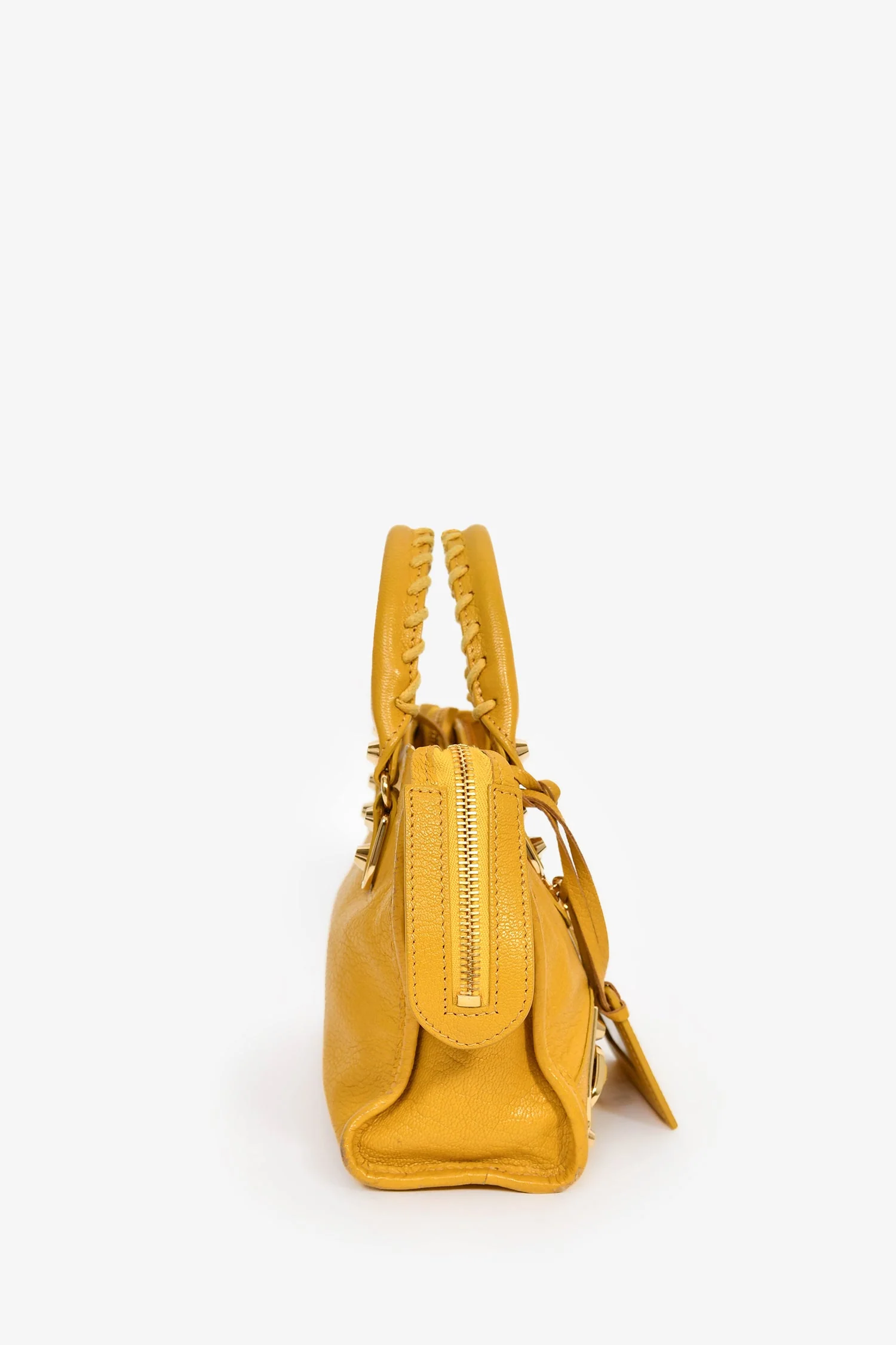 Balenciaga Yellow Leather 'Le City Bag' Mini Top Handle Bag - Image 4