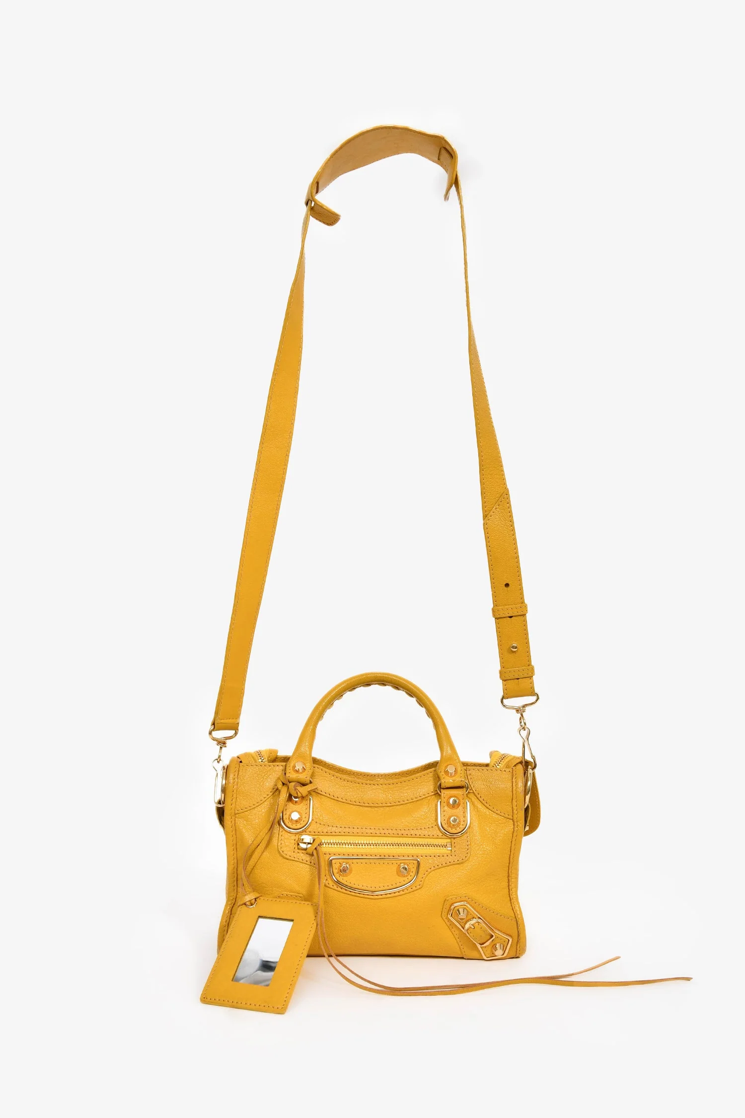 Balenciaga Yellow Leather 'Le City Bag' Mini Top Handle Bag - Image 8
