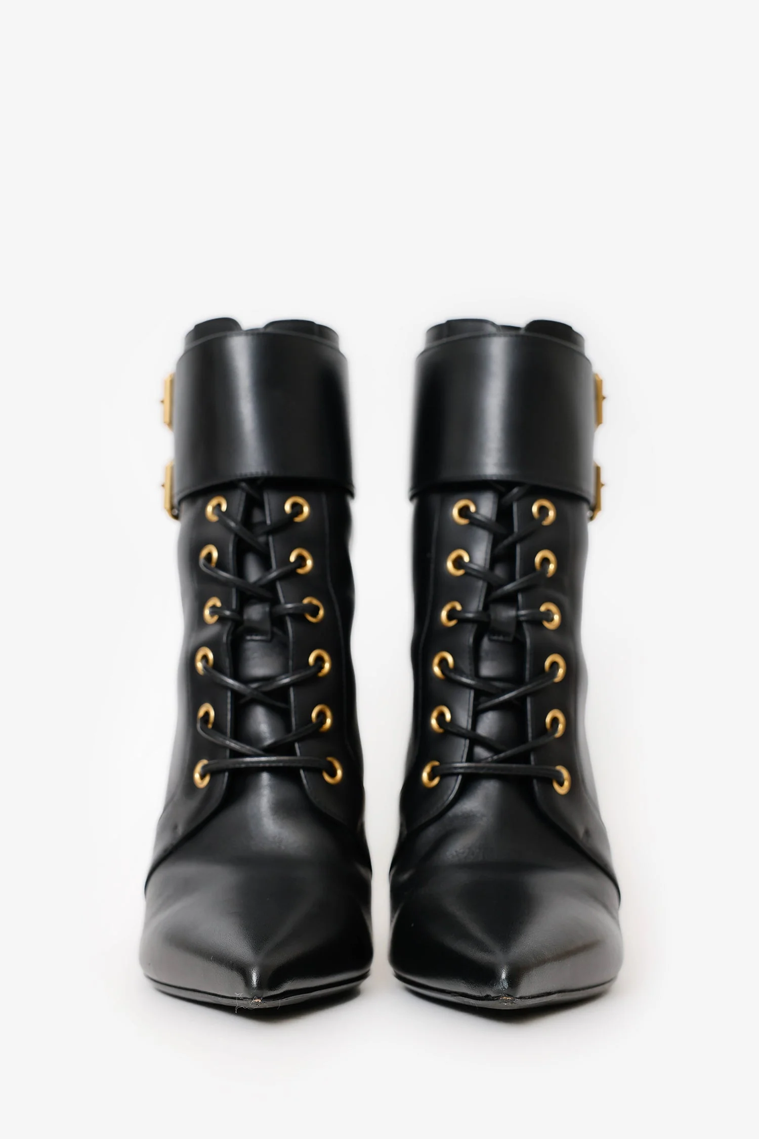 Balmain Black Leather Uria Lace-up Ankle Boots Size 37 - Image 3