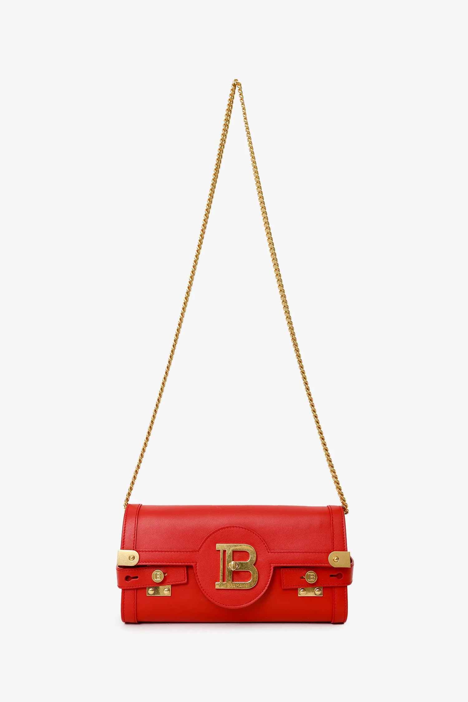 Balmain Red Leather B-Buzz Pouch 23 Crossbody Bag - Image 7