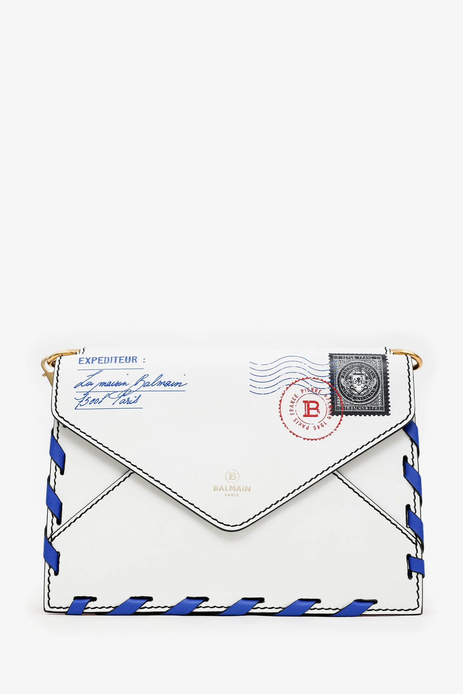 Balmain White Leather B Envelope Bag - Image 2