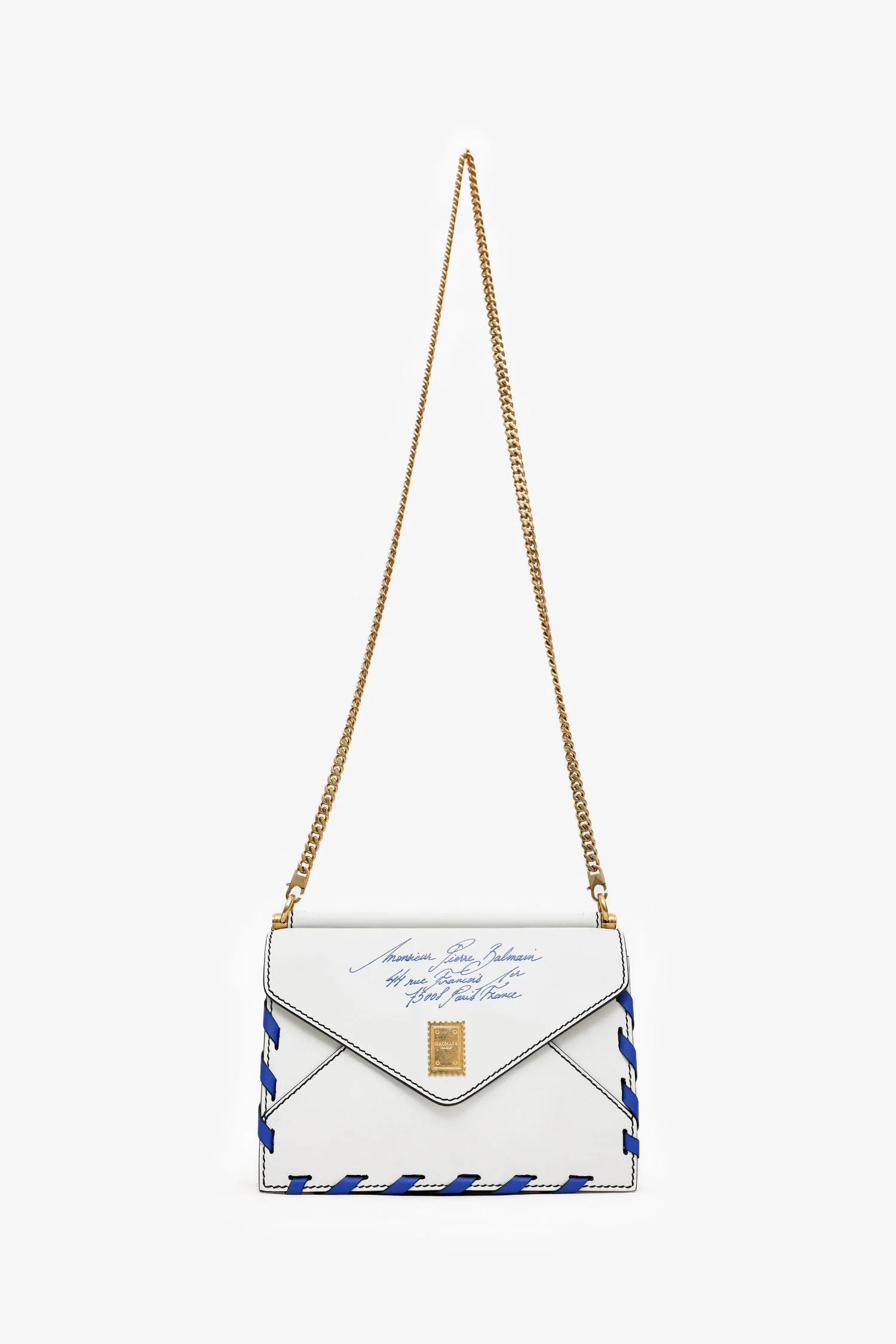 Balmain White Leather B Envelope Bag - Image 7