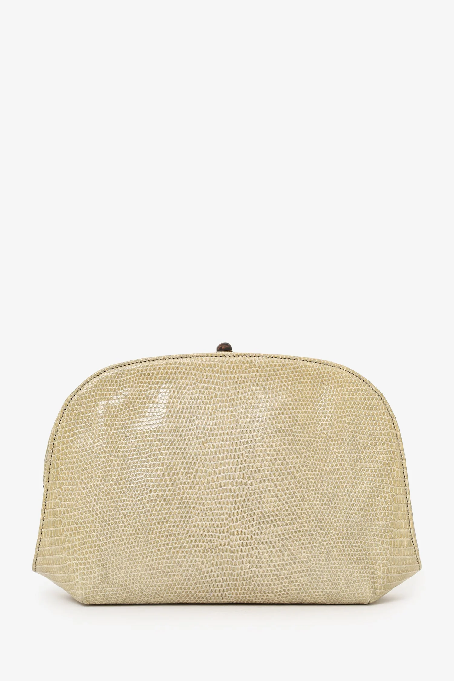 Bottega Veneta Beige Croc Vintage Clutch