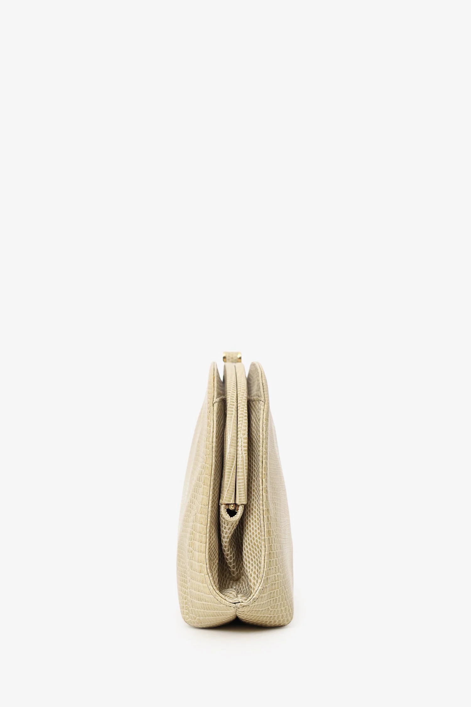 Bottega Veneta Beige Croc Vintage Clutch - Image 4
