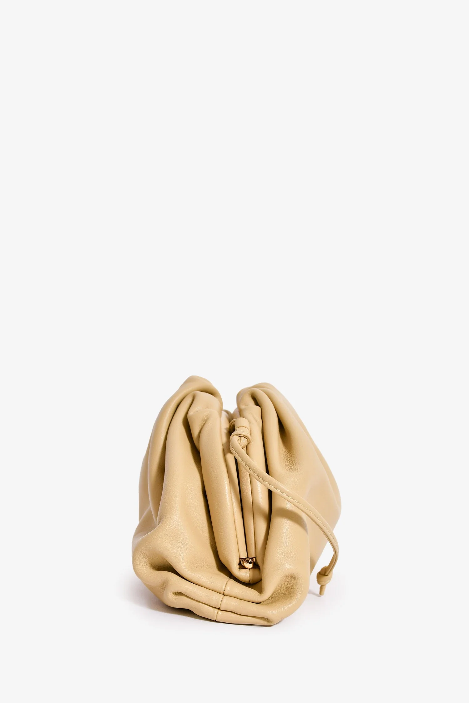 Bottega Veneta Beige Leather Mini Pouch Bag - Image 3