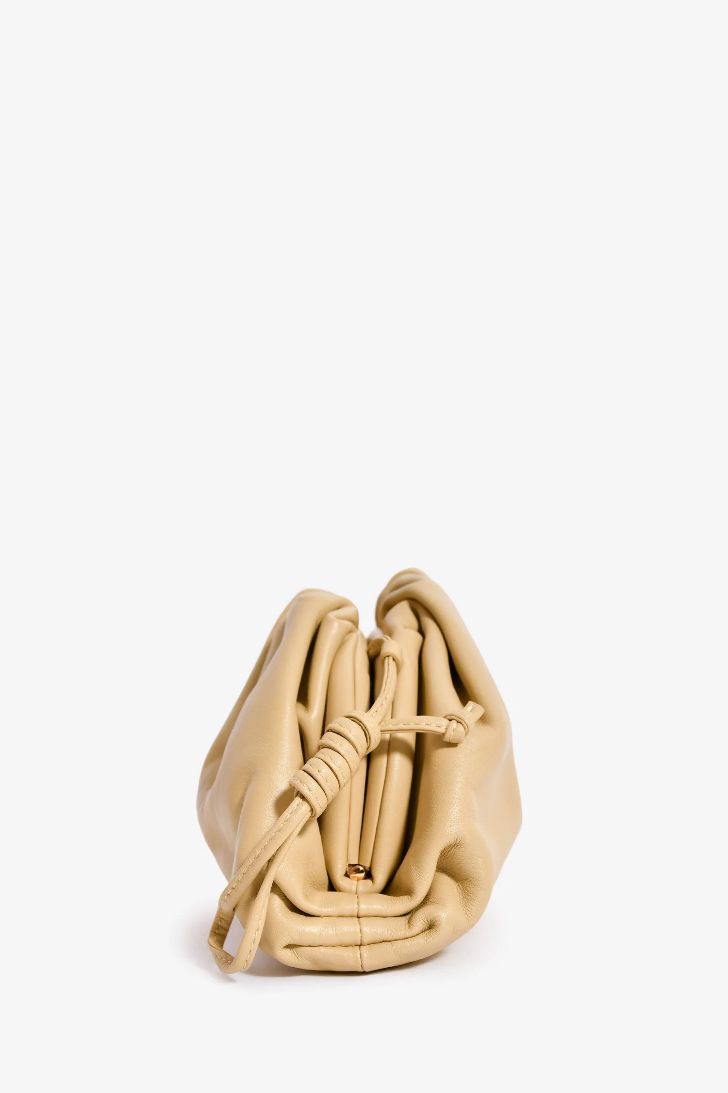 Bottega Veneta Beige Leather Mini Pouch Bag - Image 4