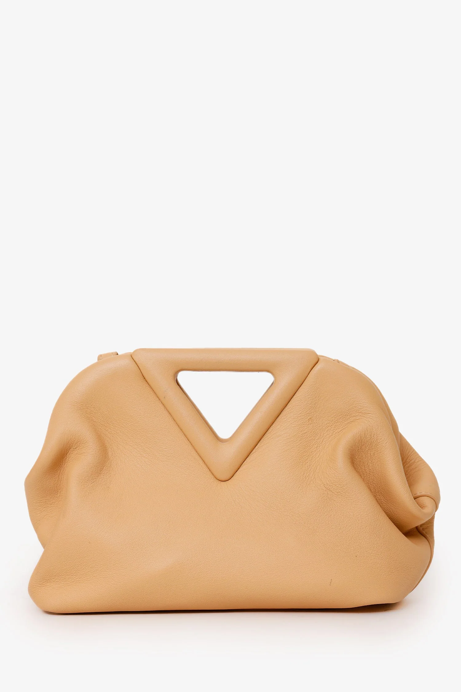 Bottega Veneta Beige Leather Small Point Clutch With Strap