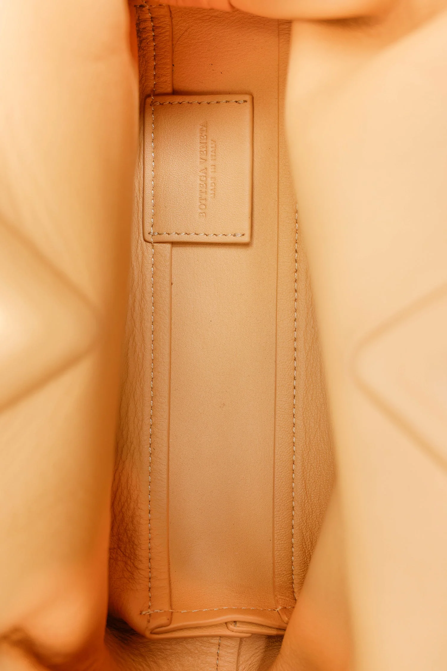 Bottega Veneta Beige Leather Small Point Clutch With Strap - Image 6
