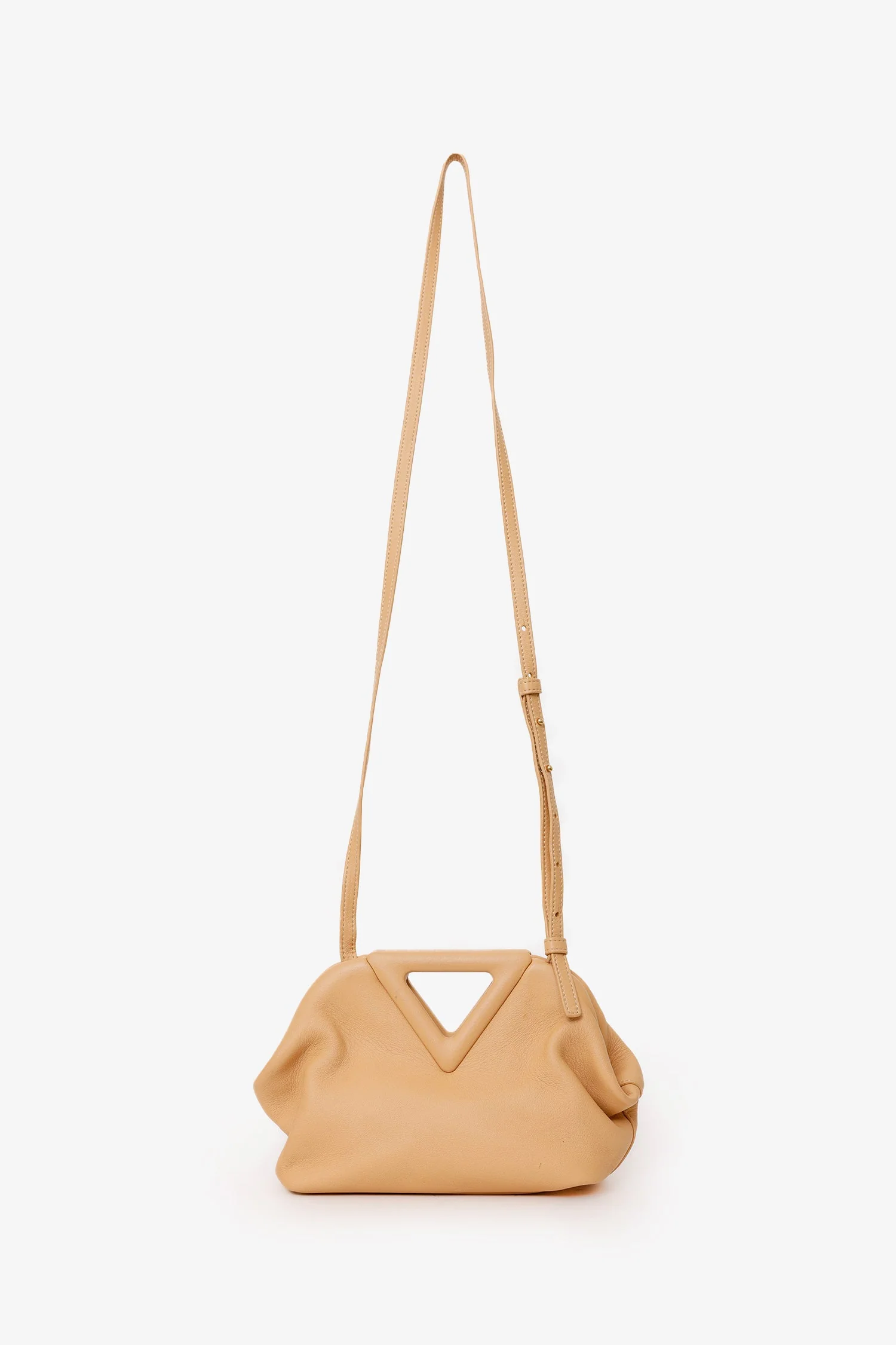 Bottega Veneta Beige Leather Small Point Clutch With Strap - Image 7