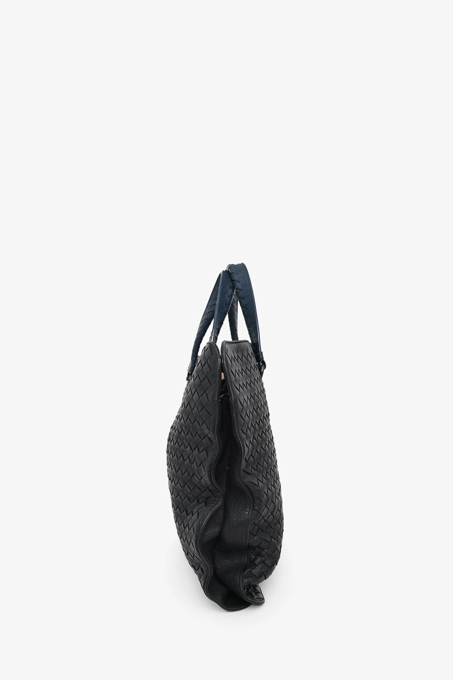 Bottega Veneta Black/Blue Intrecciato Leather Briefcase with Strap - Image 3