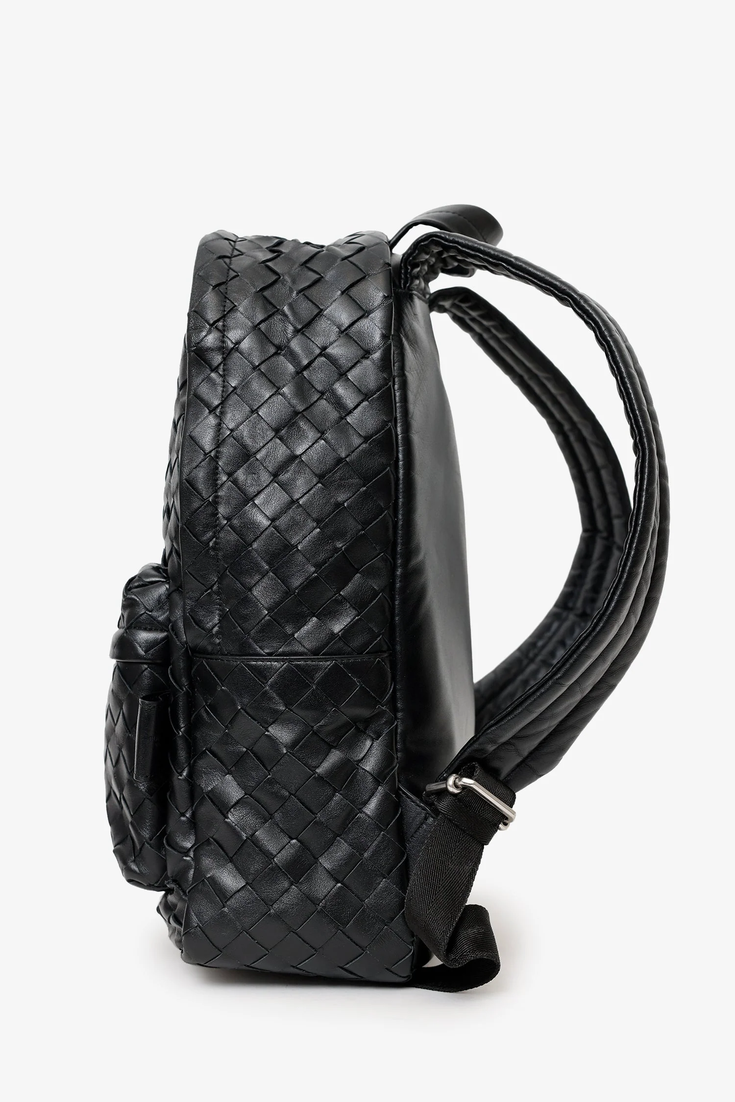 Bottega Veneta Black Intrecciato Leather Backpack - Image 4