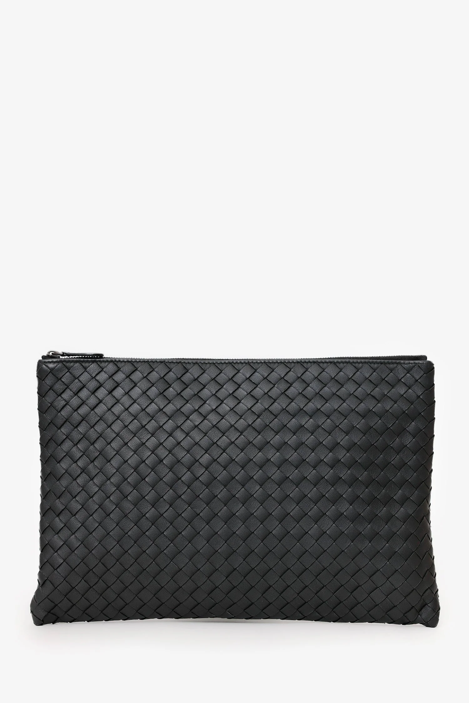 Bottega Veneta Black Intrecciato Leather Large Zip Clutch - Image 2