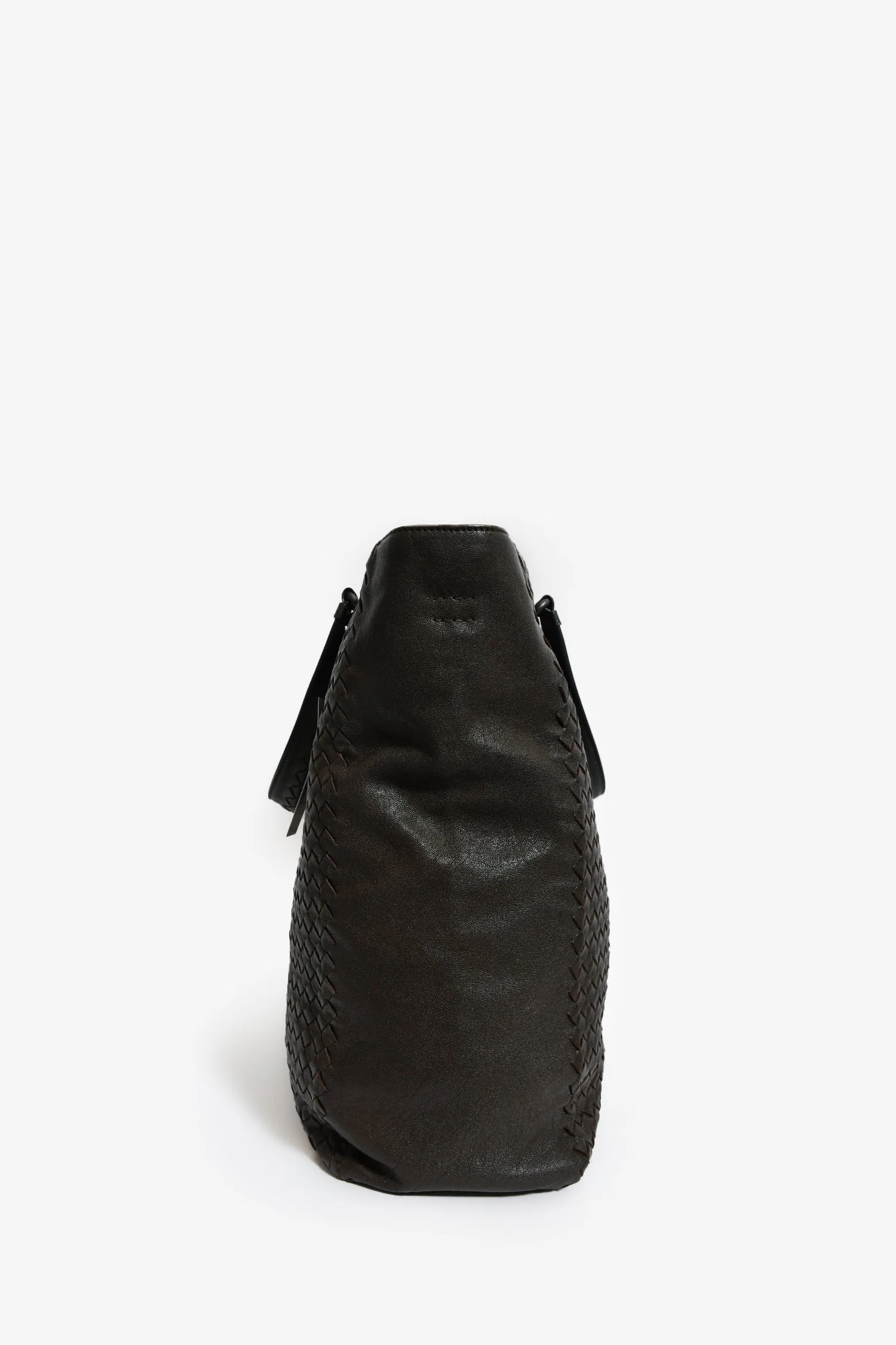 Bottega Veneta Black Intrecciato Leather Top Handle Tote Bag with Strap - Image 3