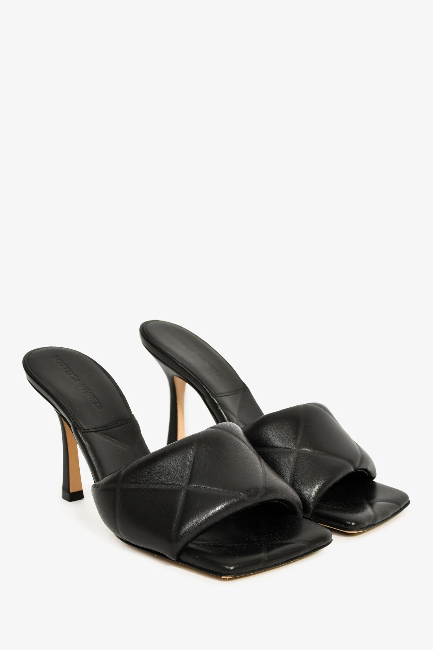 Bottega Veneta Black Intrecciato Padded Heeled Sandals Size 36 - Image 2